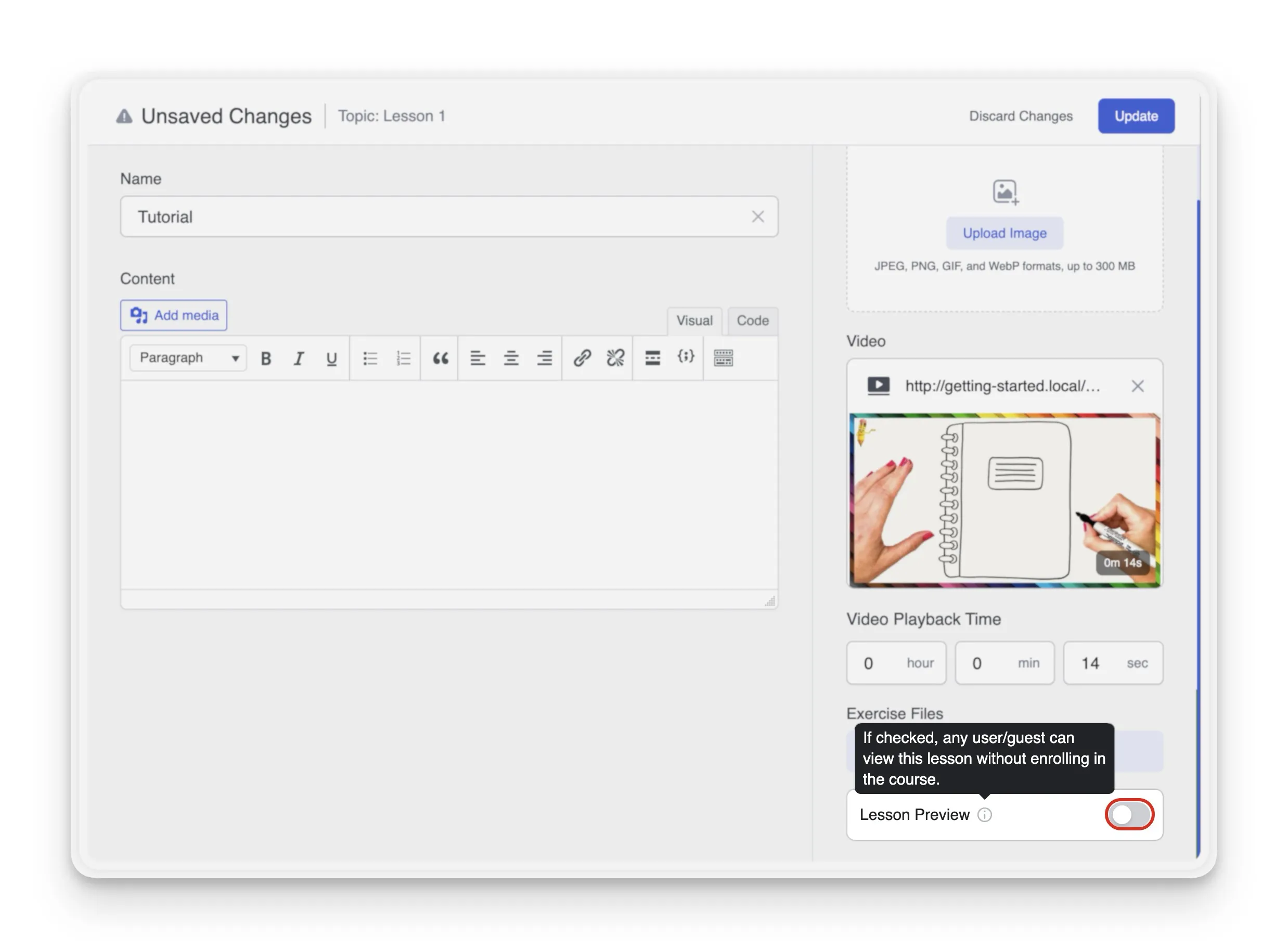 Tutor LMS Lesson Preview Option