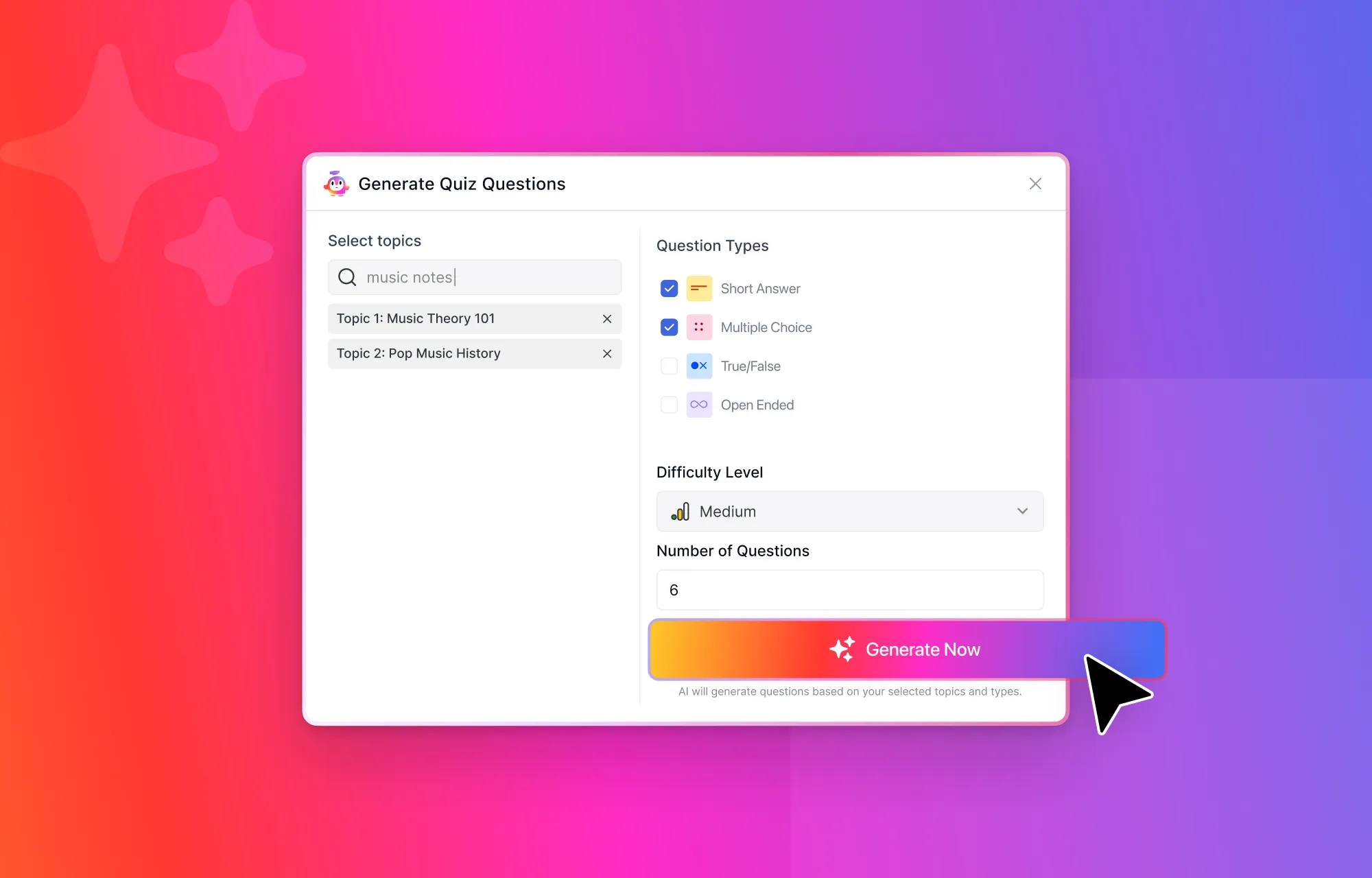 Question generation via Tutor LMS AI Studio