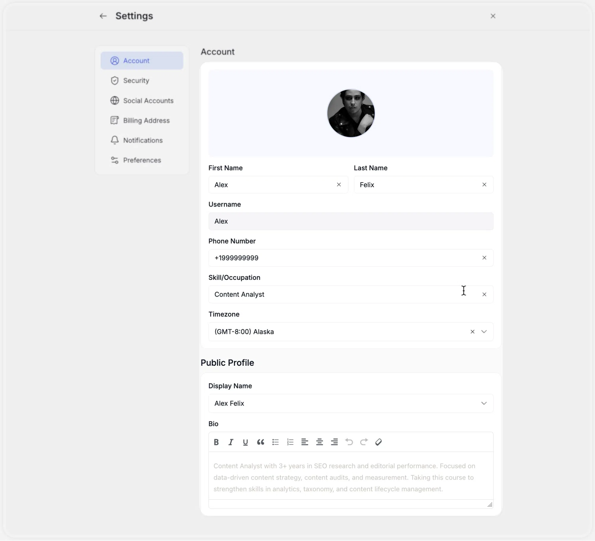Account Settings
