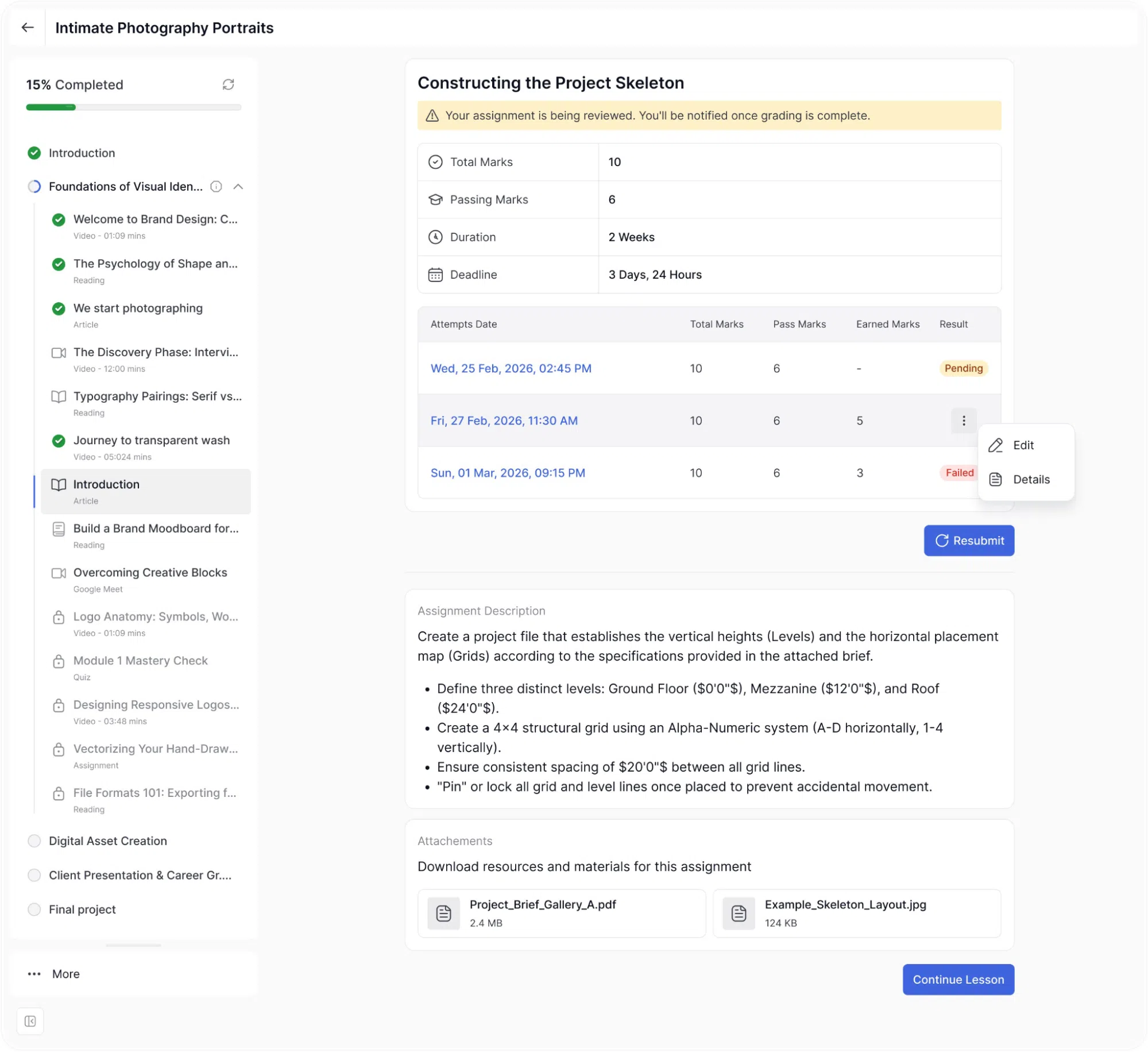 Assignment Submission History Table
