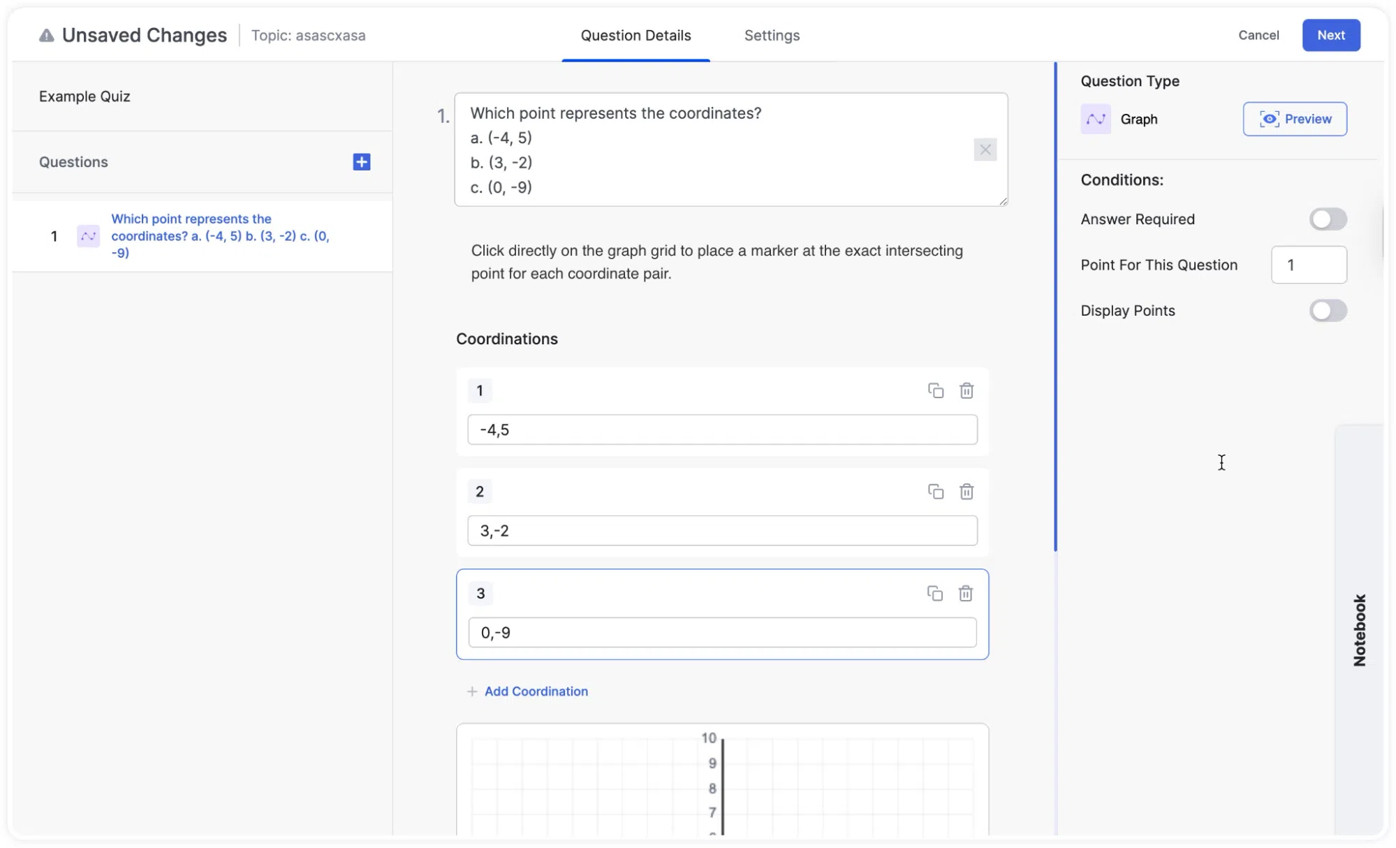 Graph question type-Add Coordinates