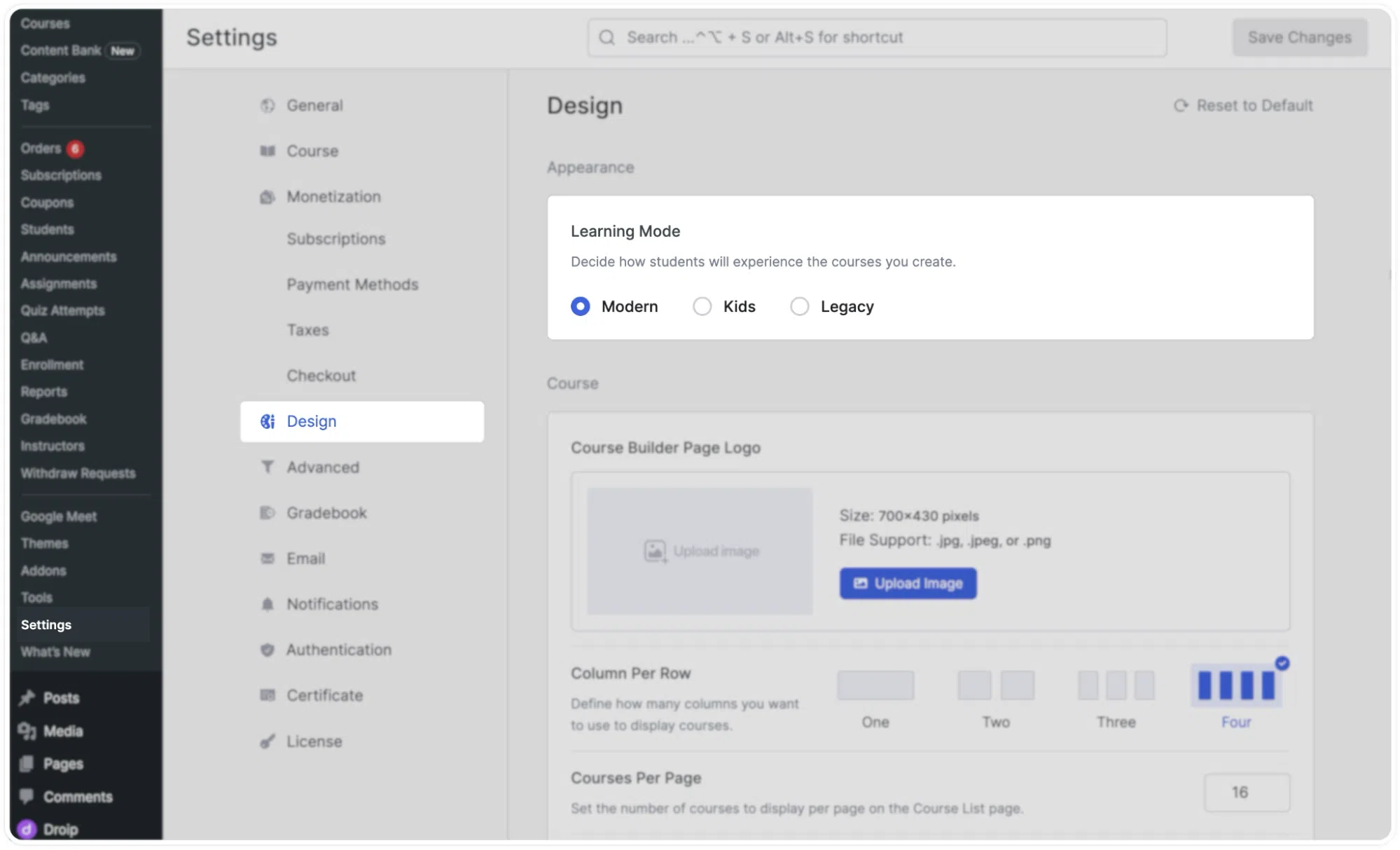 How to change learning mode in Tutor LMS