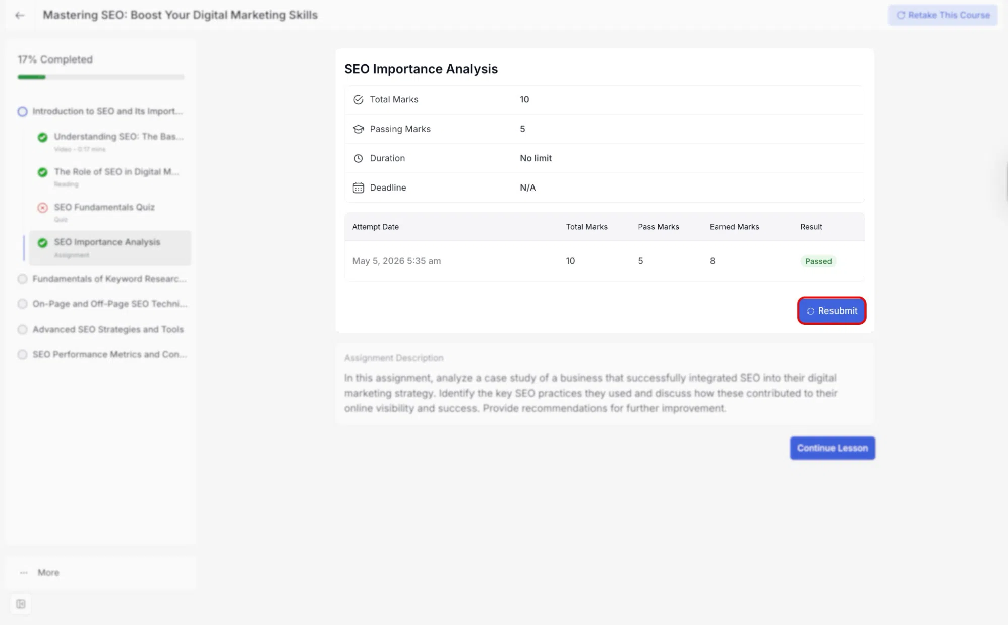 How to resubmit an Assignment- Tutor LMS