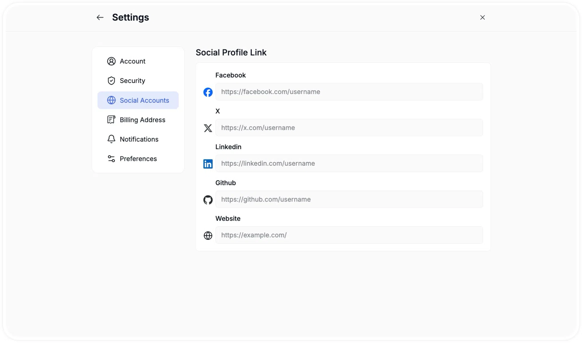 Instructor Social Account Links Settings