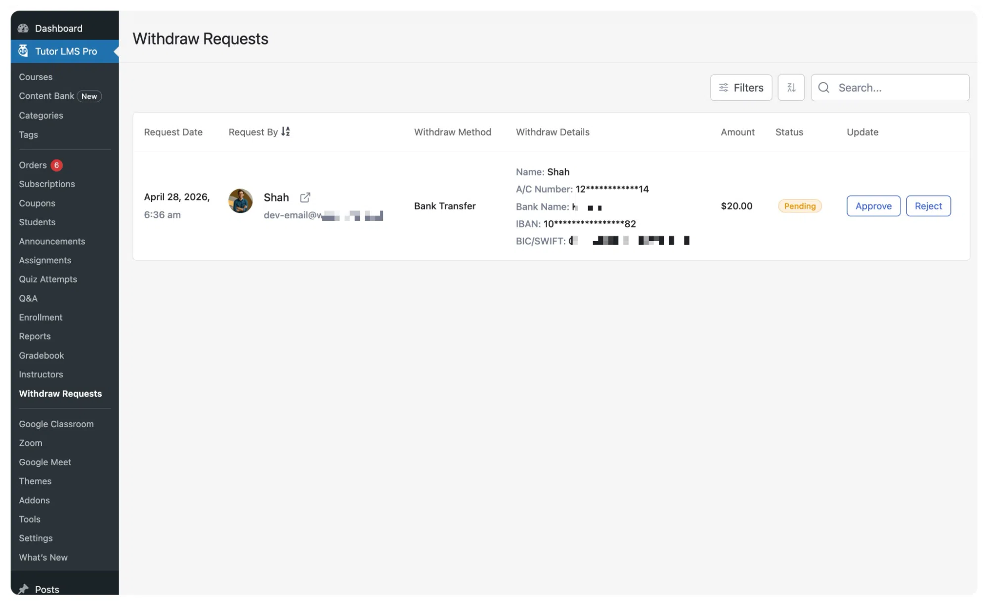 Instructor Withdrawl request Processing- Admin (backend)