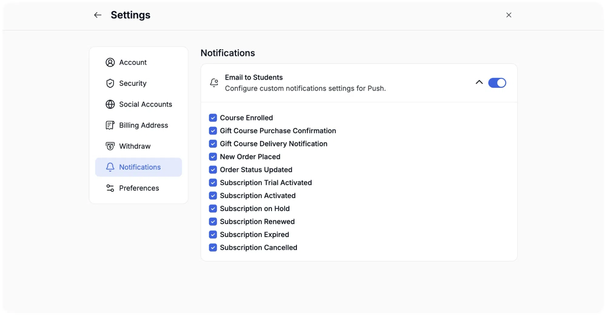 Instructor- email notification cnfiguration