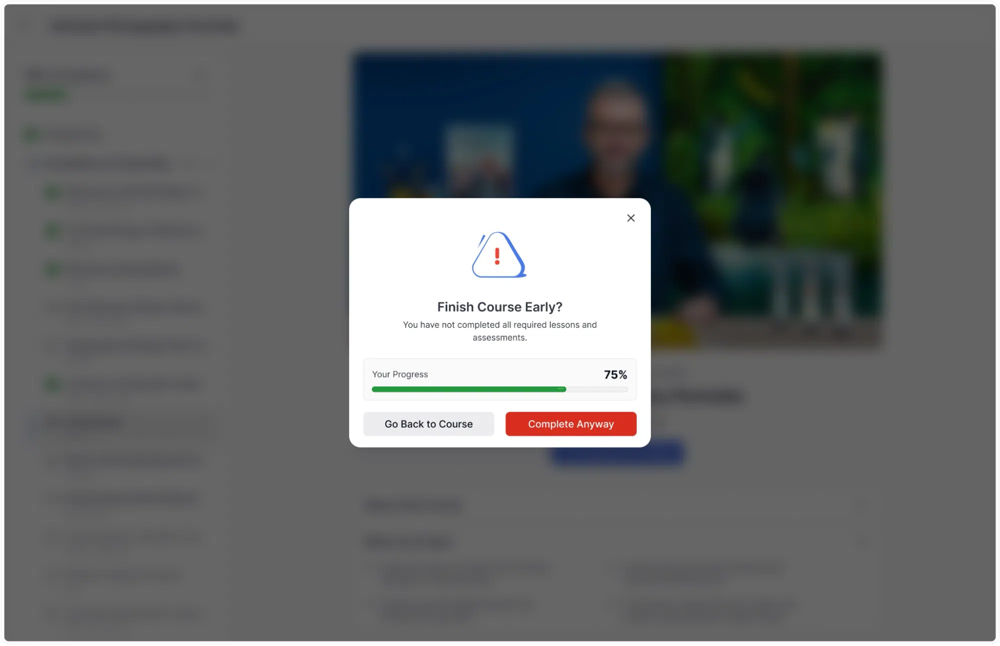 Leaner Interface- Completing the Course (Partially Complete)