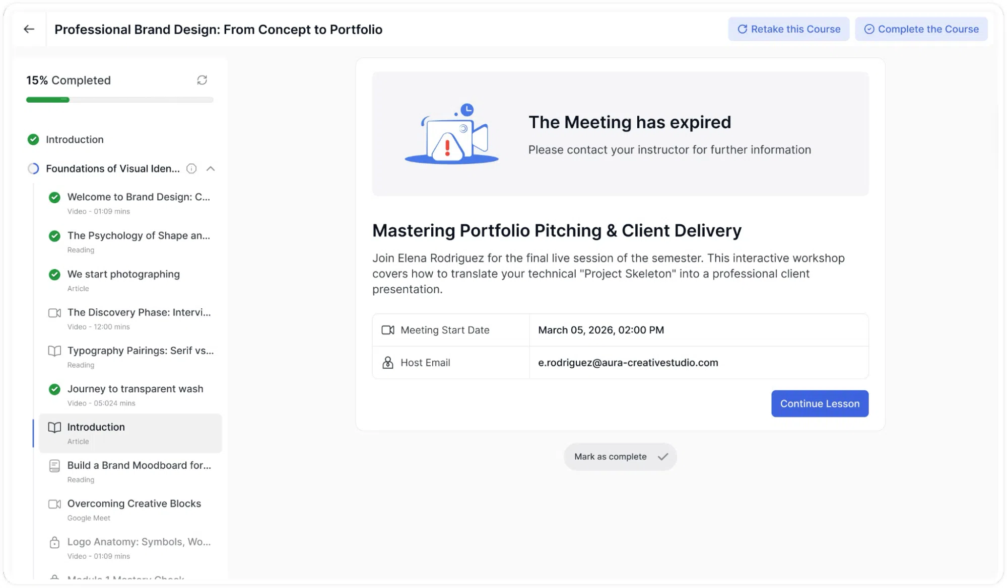 Live Class- Meeting Expired
