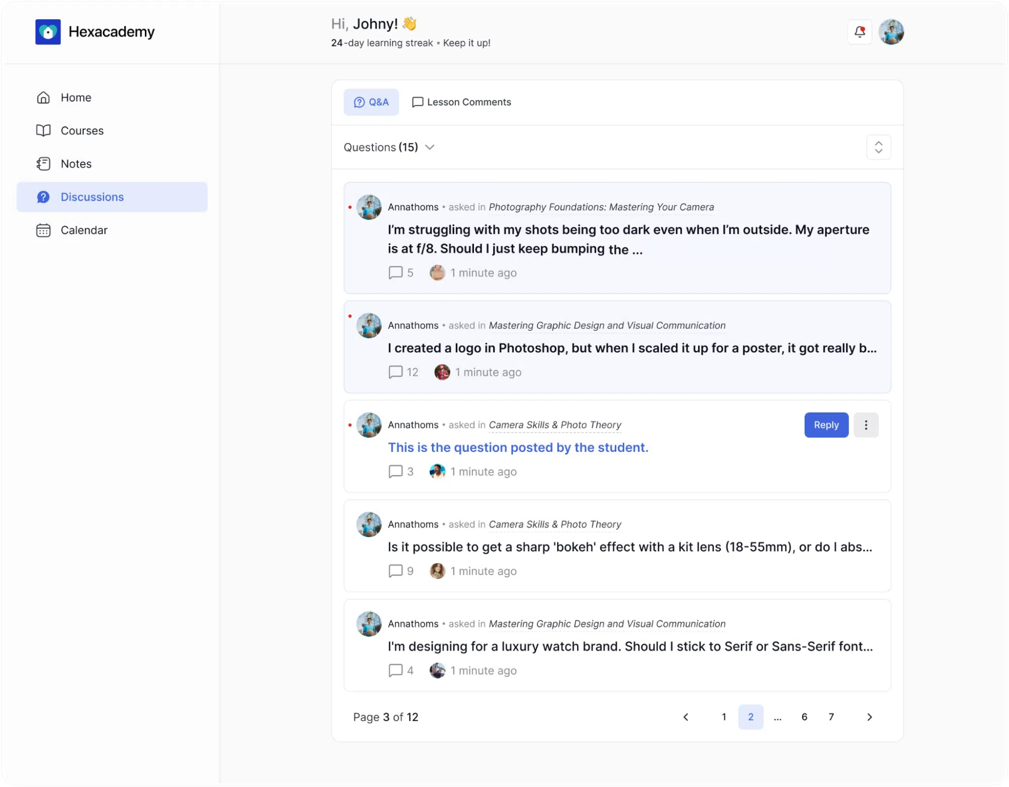 Managing Q&A in the Dashboard