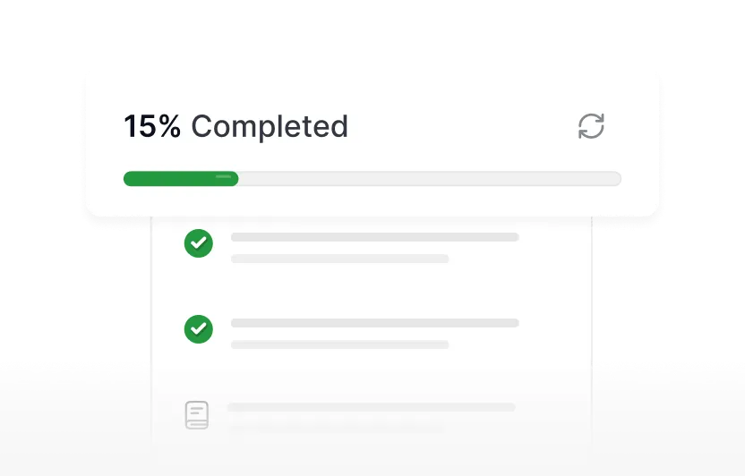 Progress bar with completed checklist items below