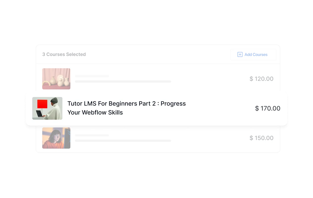 Selected courses list with prices for bundle