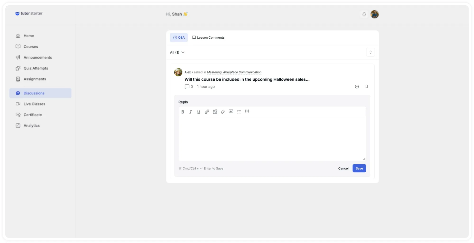 The Instructor Dashboard- Reply to student questions