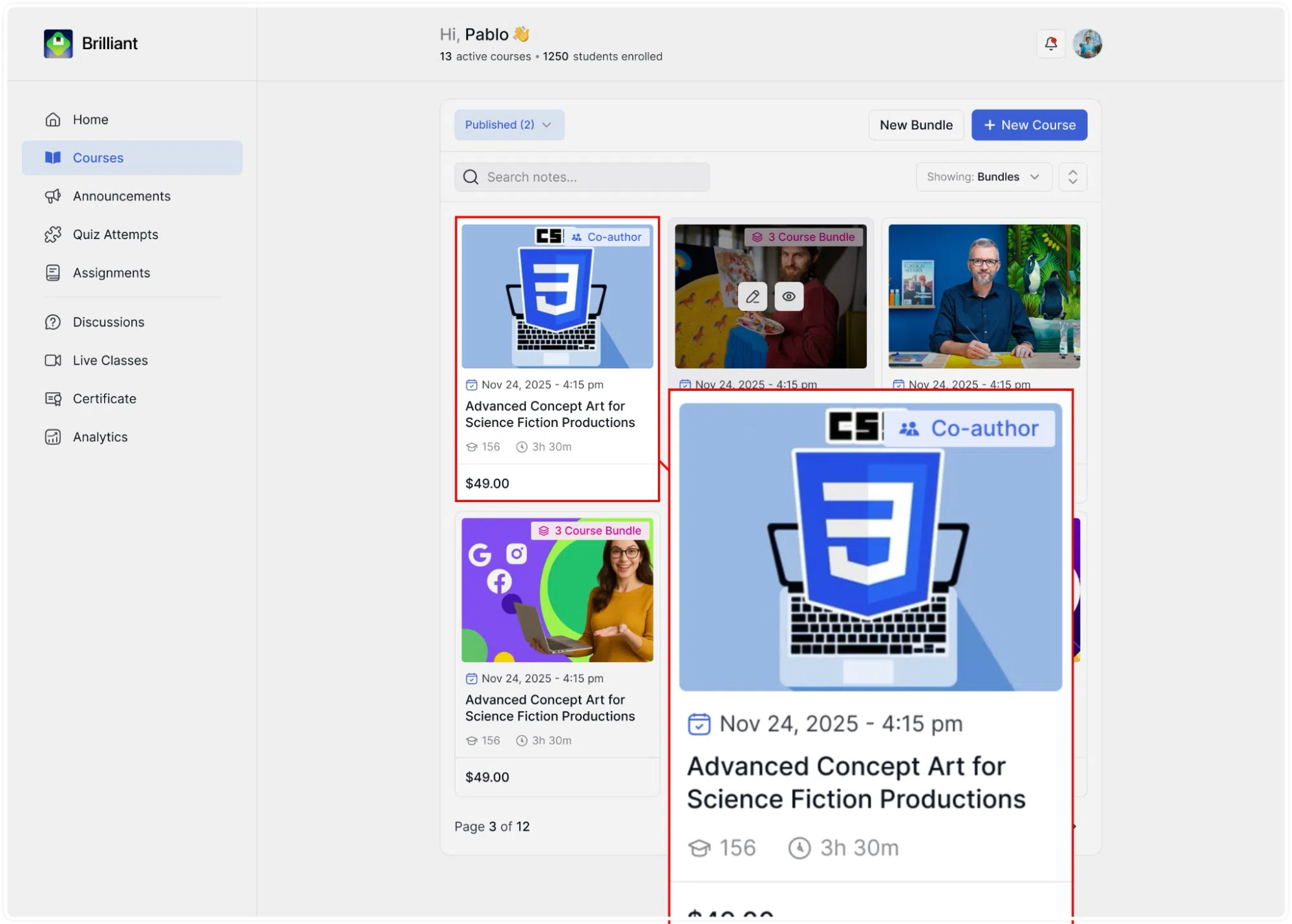 Tutor LMS Co-Author Badge on course thumbnails