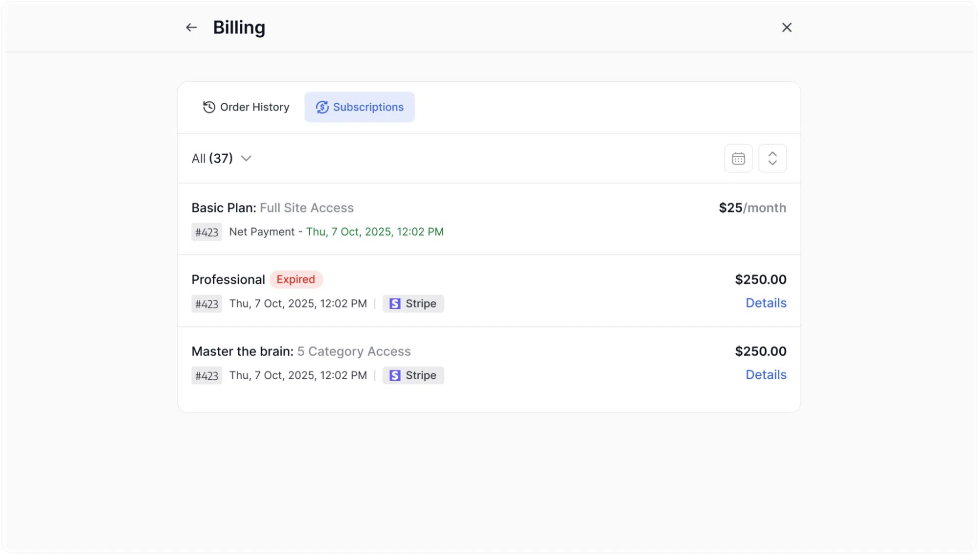 Tutor LMS Learner Dashboard Billing