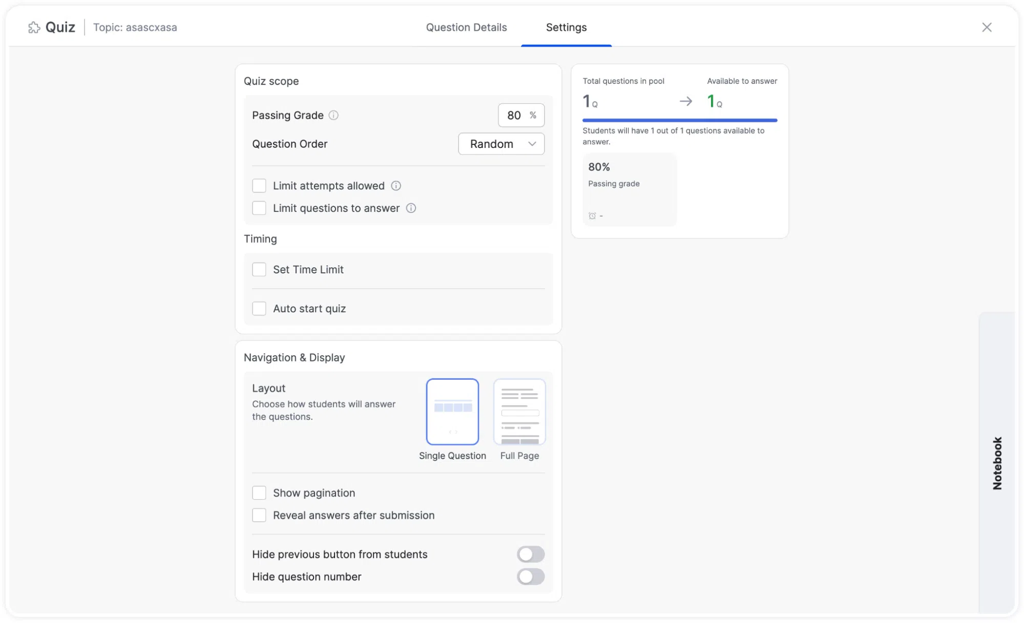 Tutor LMS- Quiz Settings Overview
