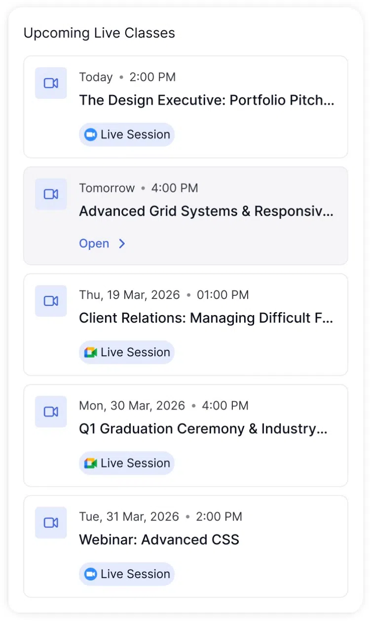 Upcoming Live Classes