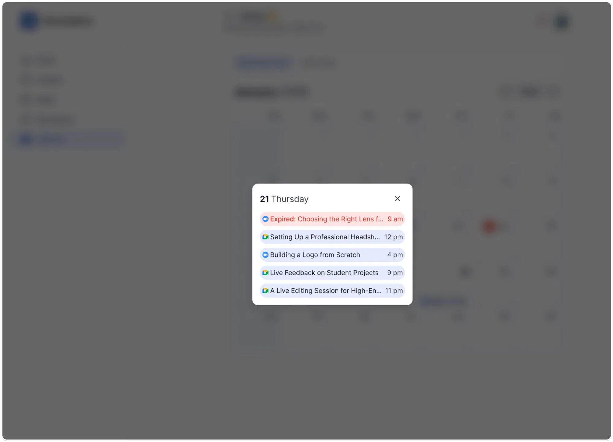 Viewing Events in Lener Dashboard Calendar