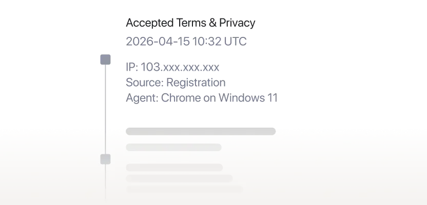 A consent log entry showing
