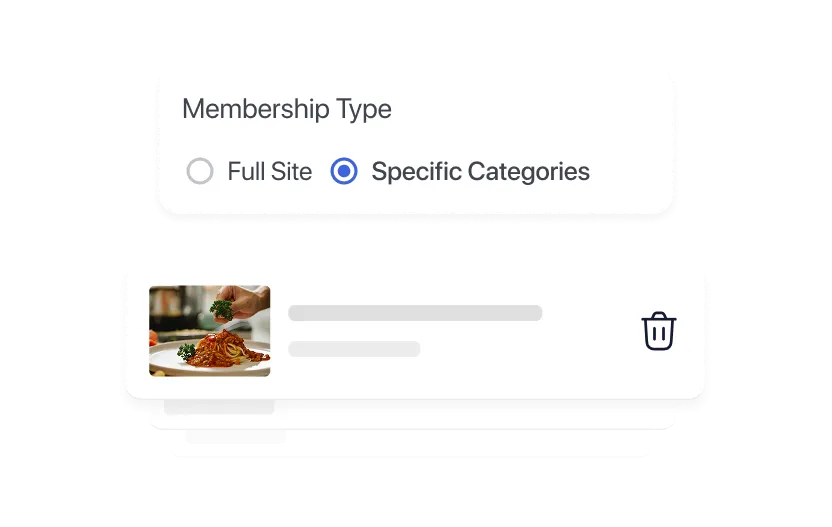 A membership type selector switched to