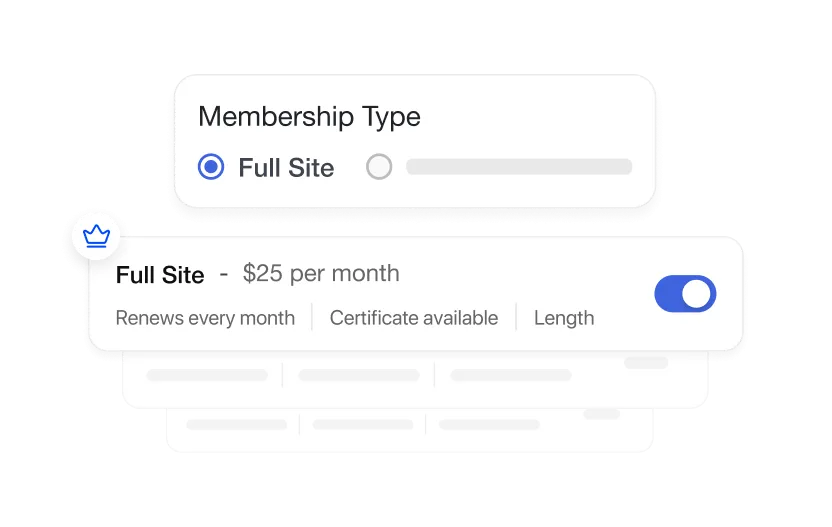 Full site membership A TutorLMS membership settings panel showing a