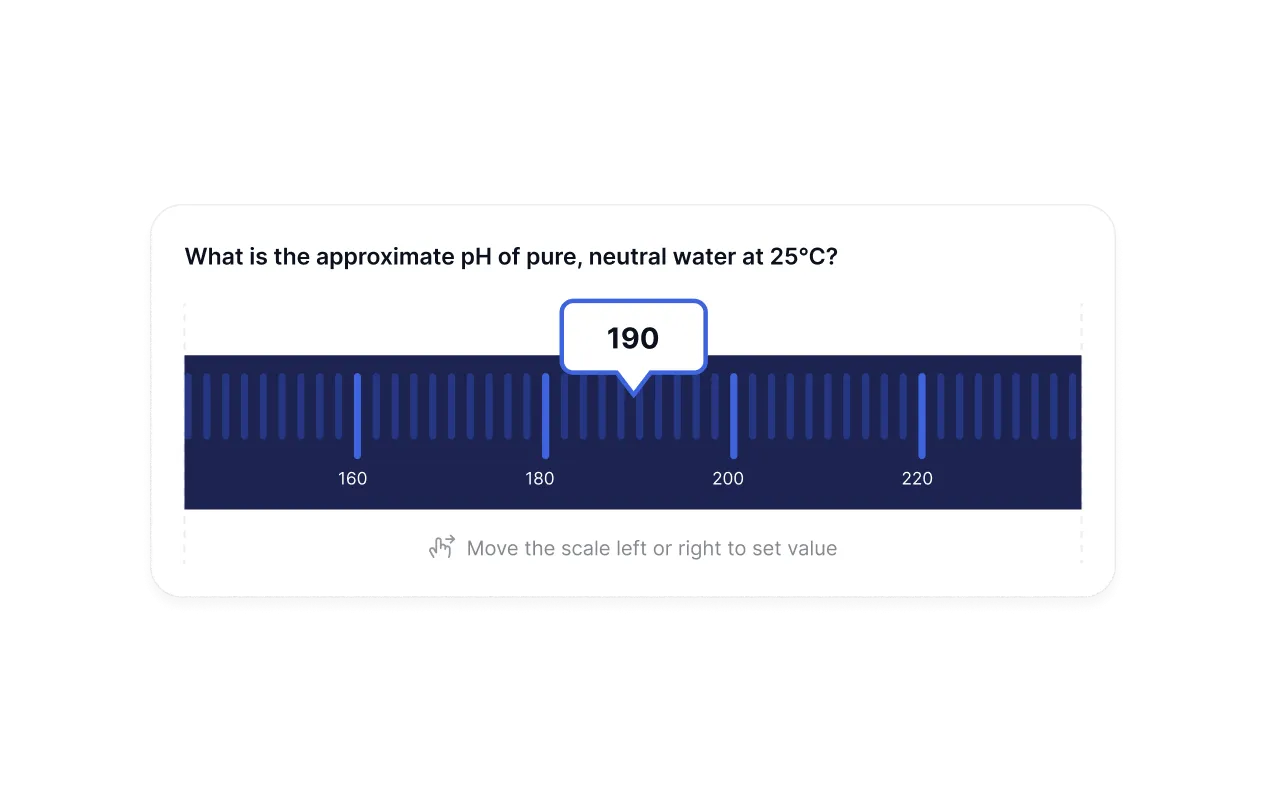 Sliding scale quiz question for numerical answer input