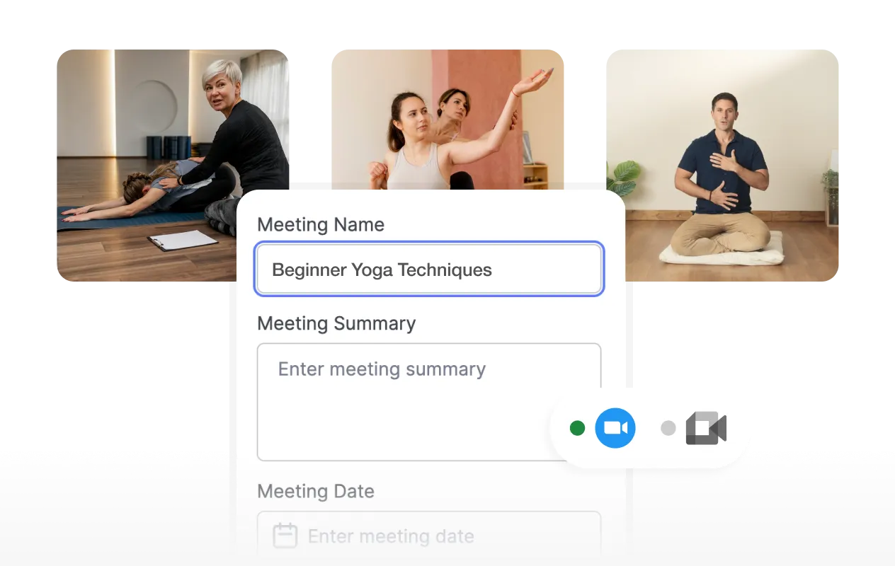 Live lesson setup form with Zoom and Meet integration options