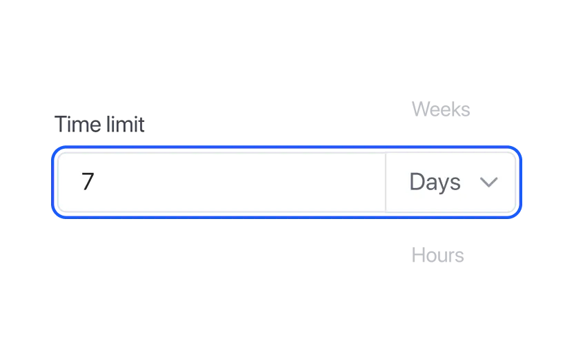 Assignment time limit set to 7 days dropdown