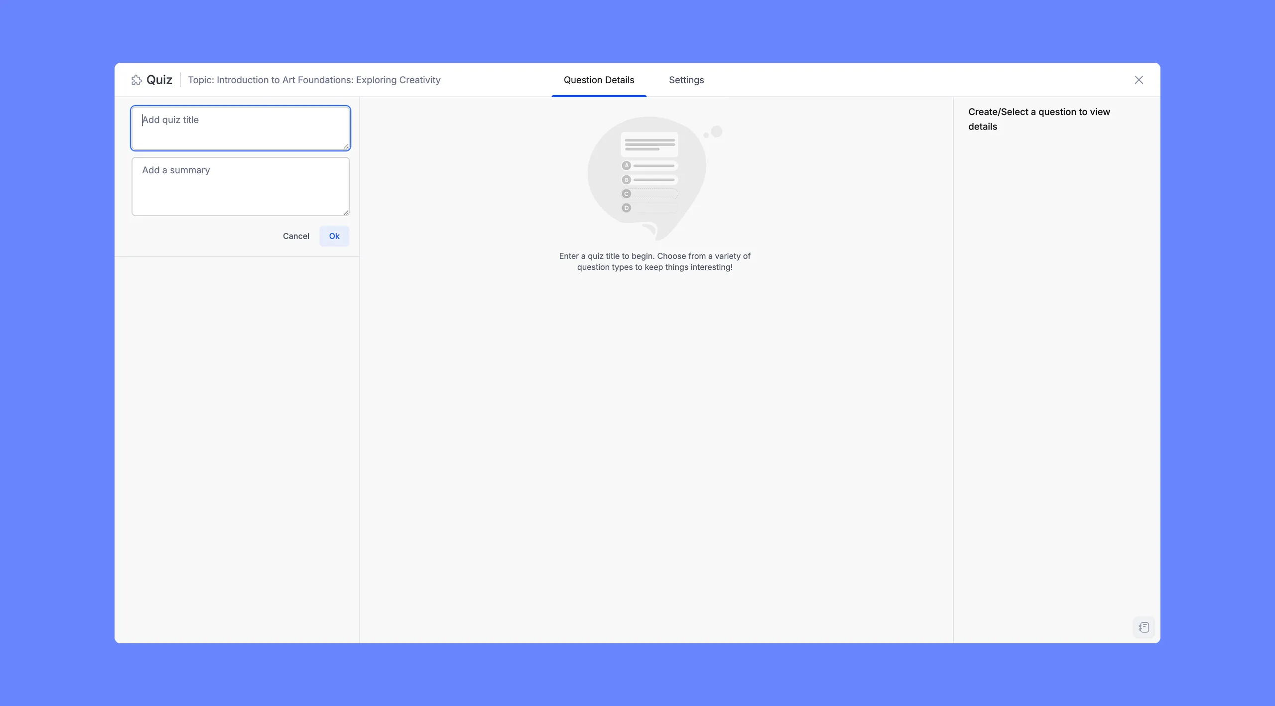 AI Quiz Generation- Create New Quiz