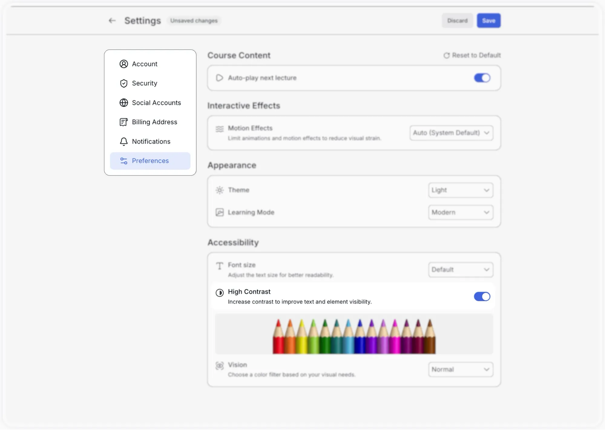 Accessibility Features- enable Disable High Contrast