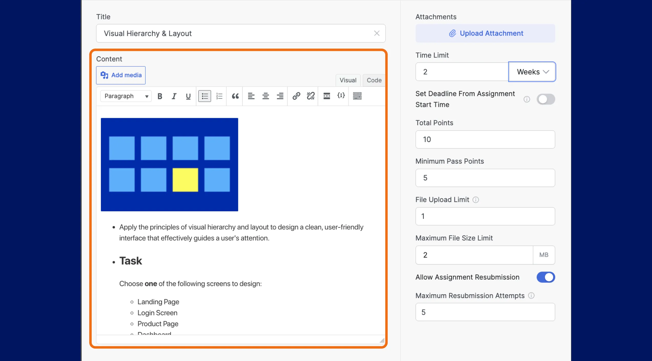 Assignment Media Attachments