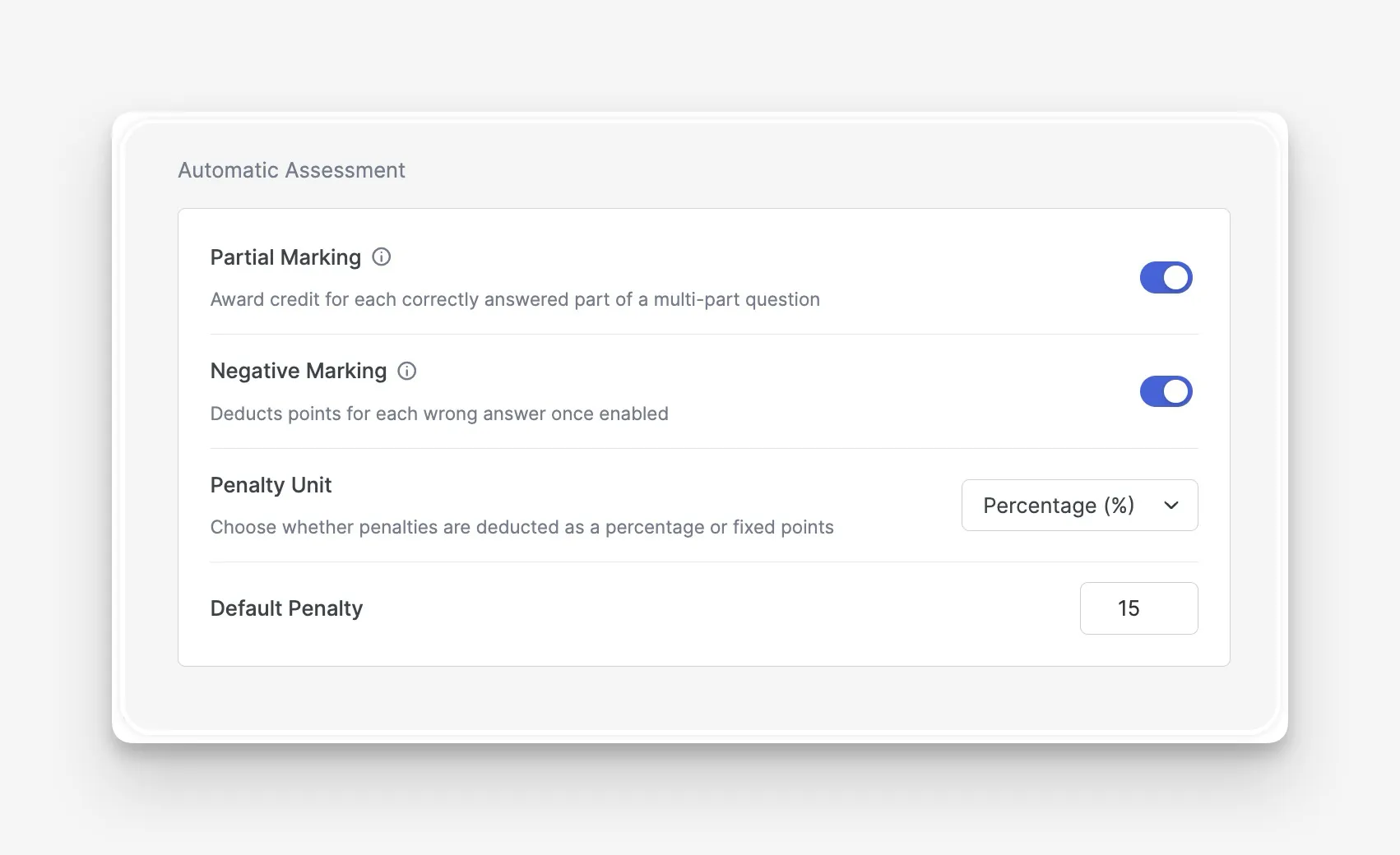 Automatic Assessment Tutor LMS Settings