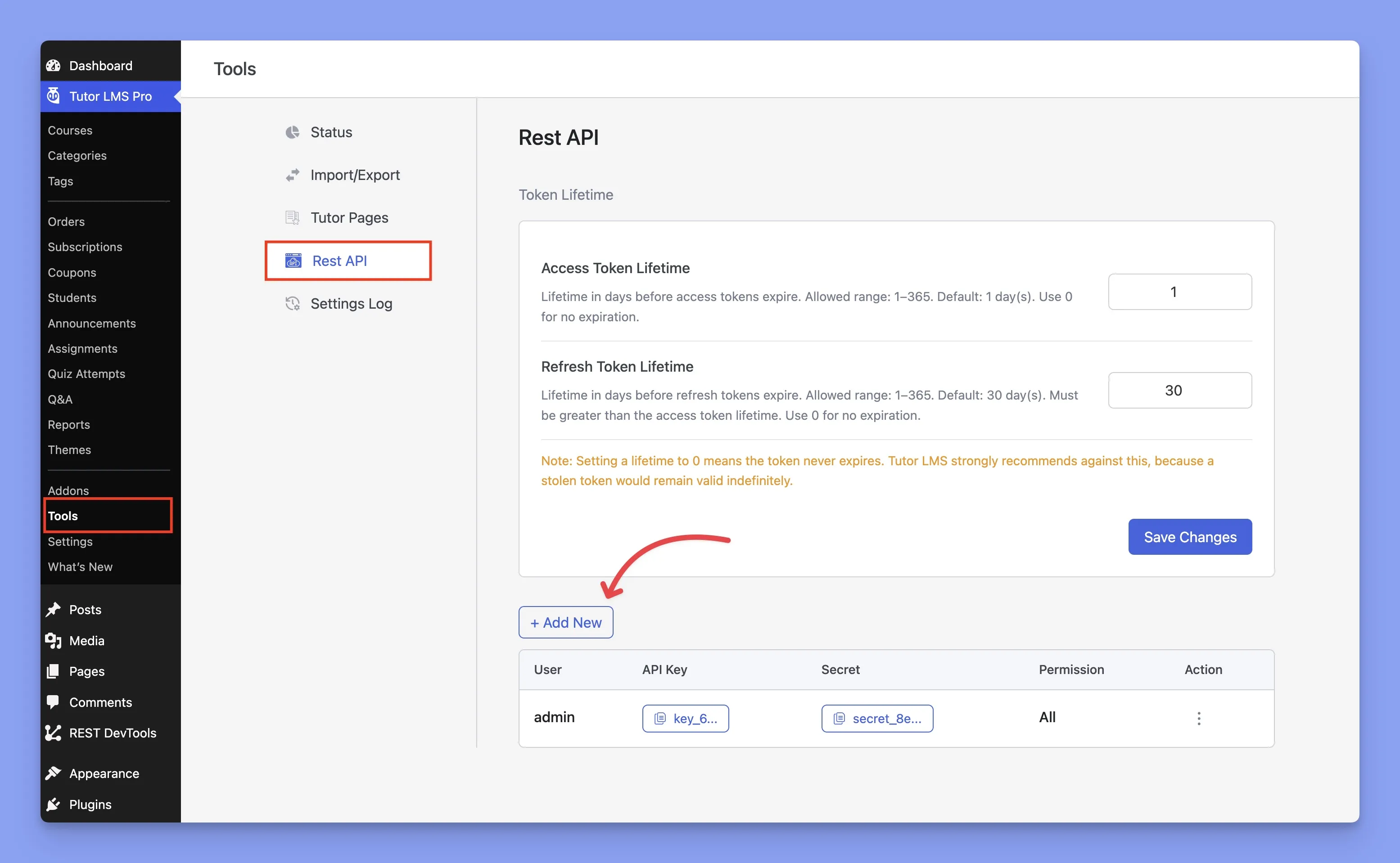 Create REST API key