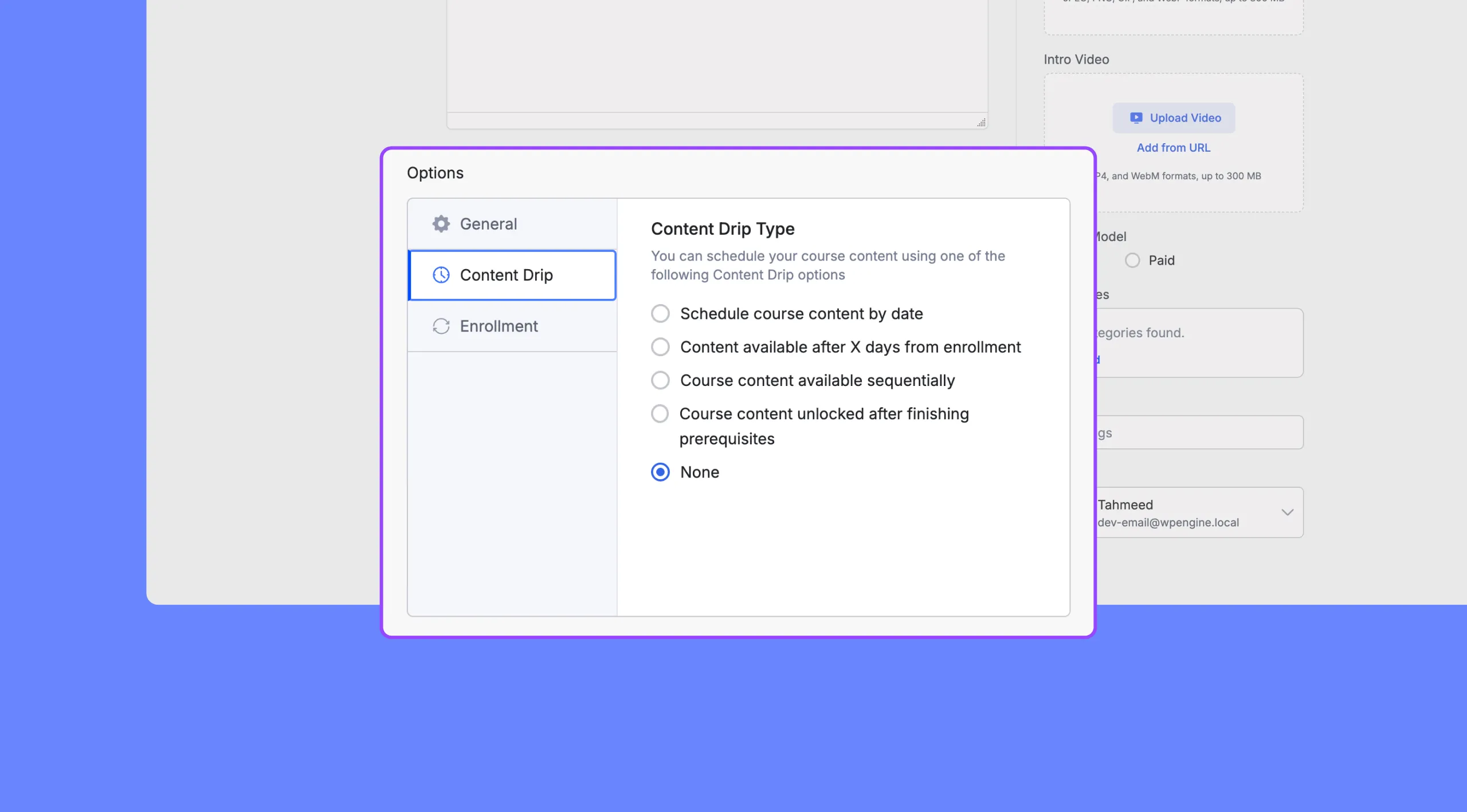 Drip Content in Tutor LMS