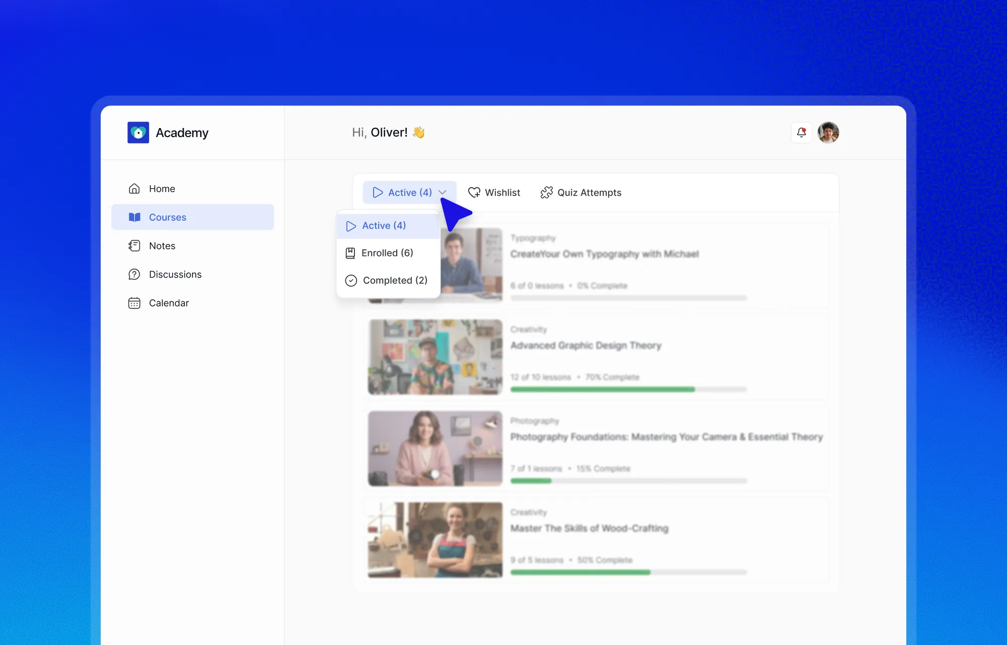 Course Tab- management & Filtering
