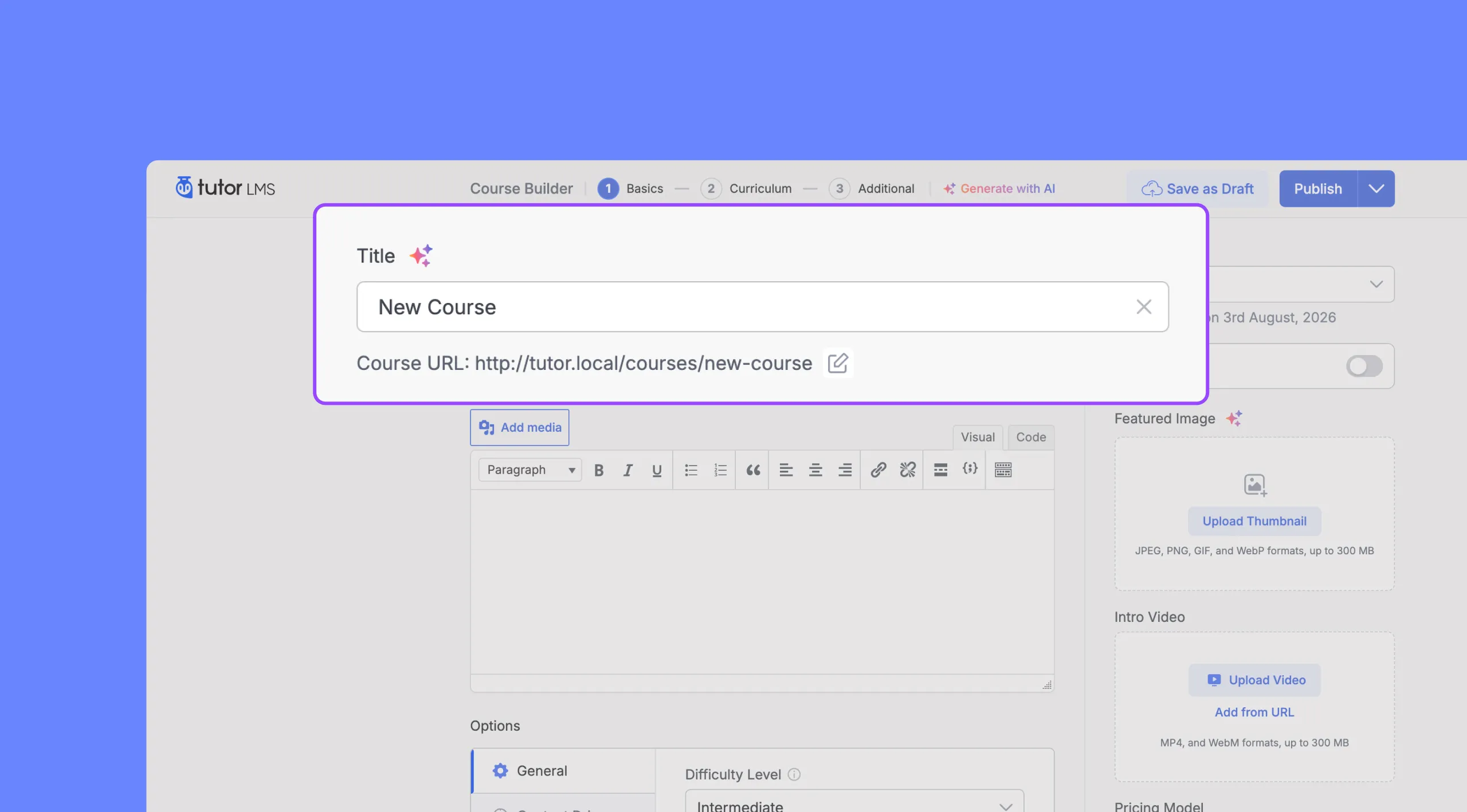 Course Title and Course URL