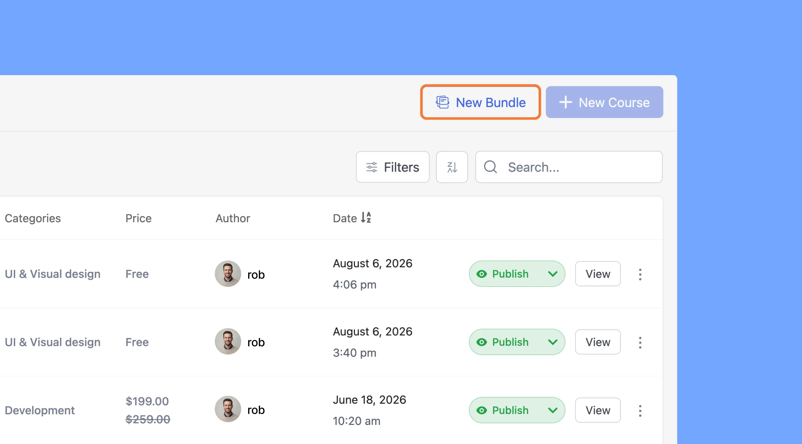 Create a Course Bundle in admin dashboard