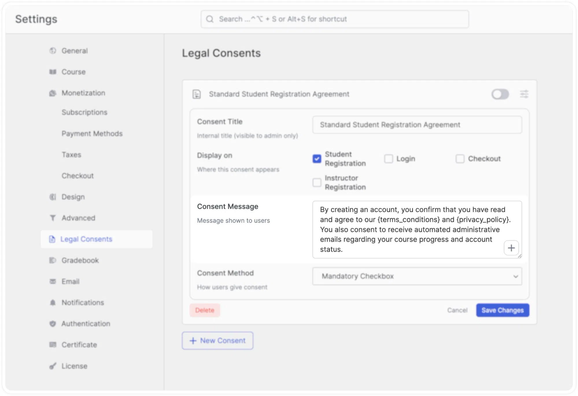 Creating a New Consent- Consent Message