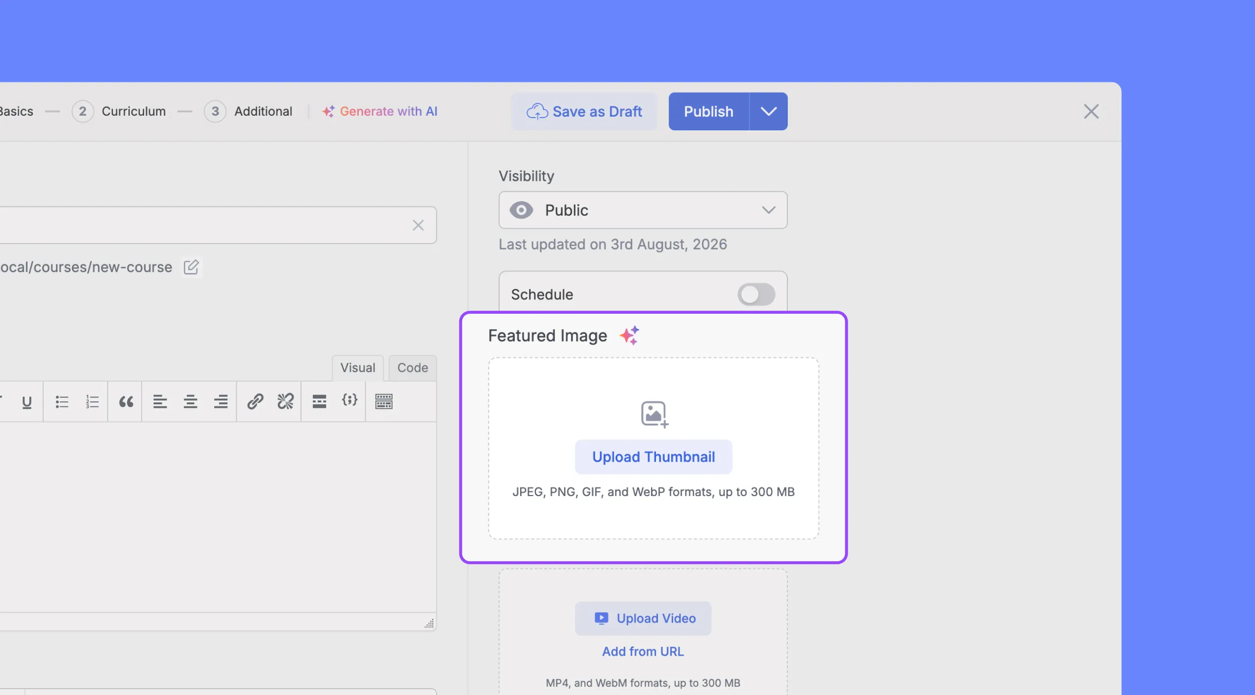 Add a Course Featured Image