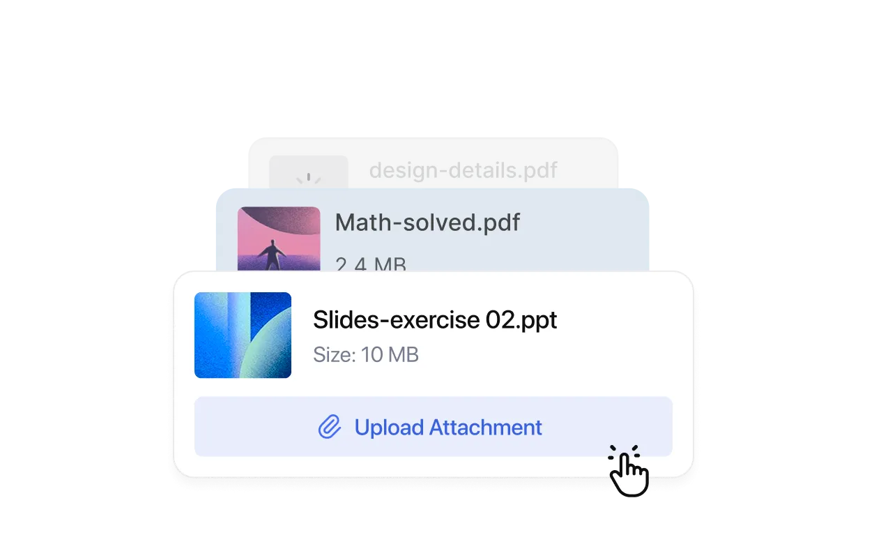 File attachment upload panel
