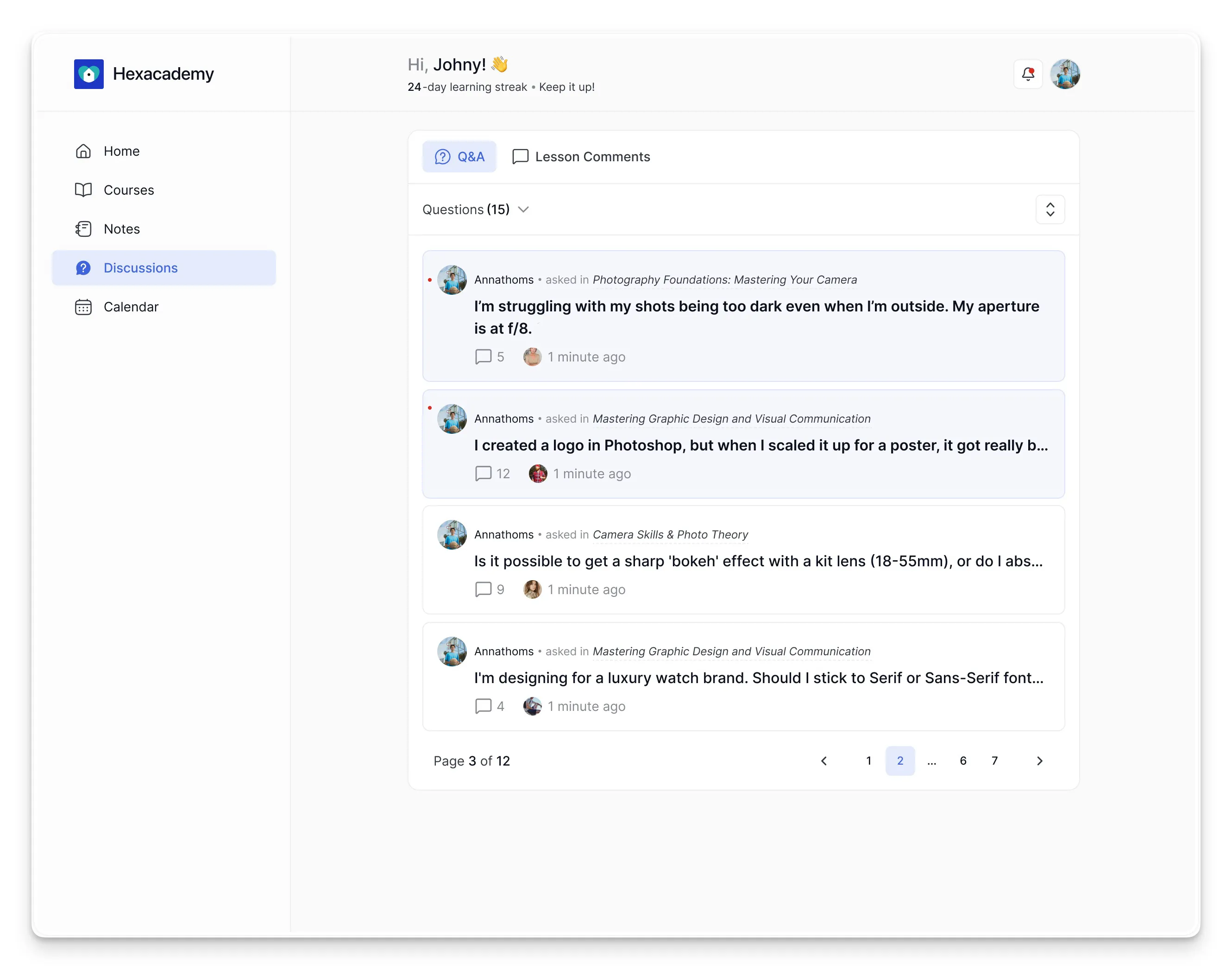 Learner Dashboard Discussion Tab- Student Q&A Archive