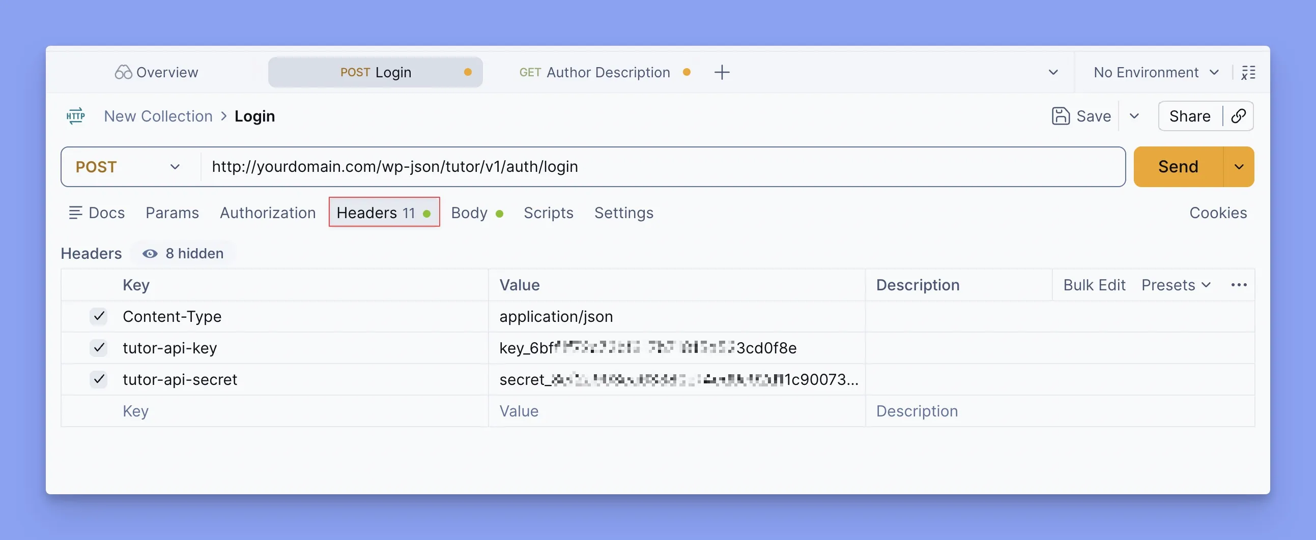 Set login header