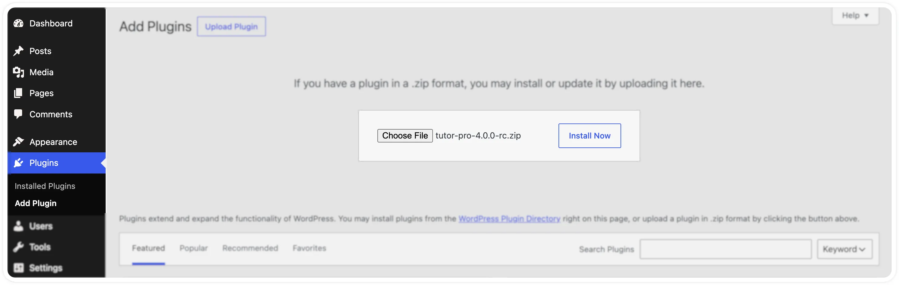 Manually upload and Install Tutor LMS