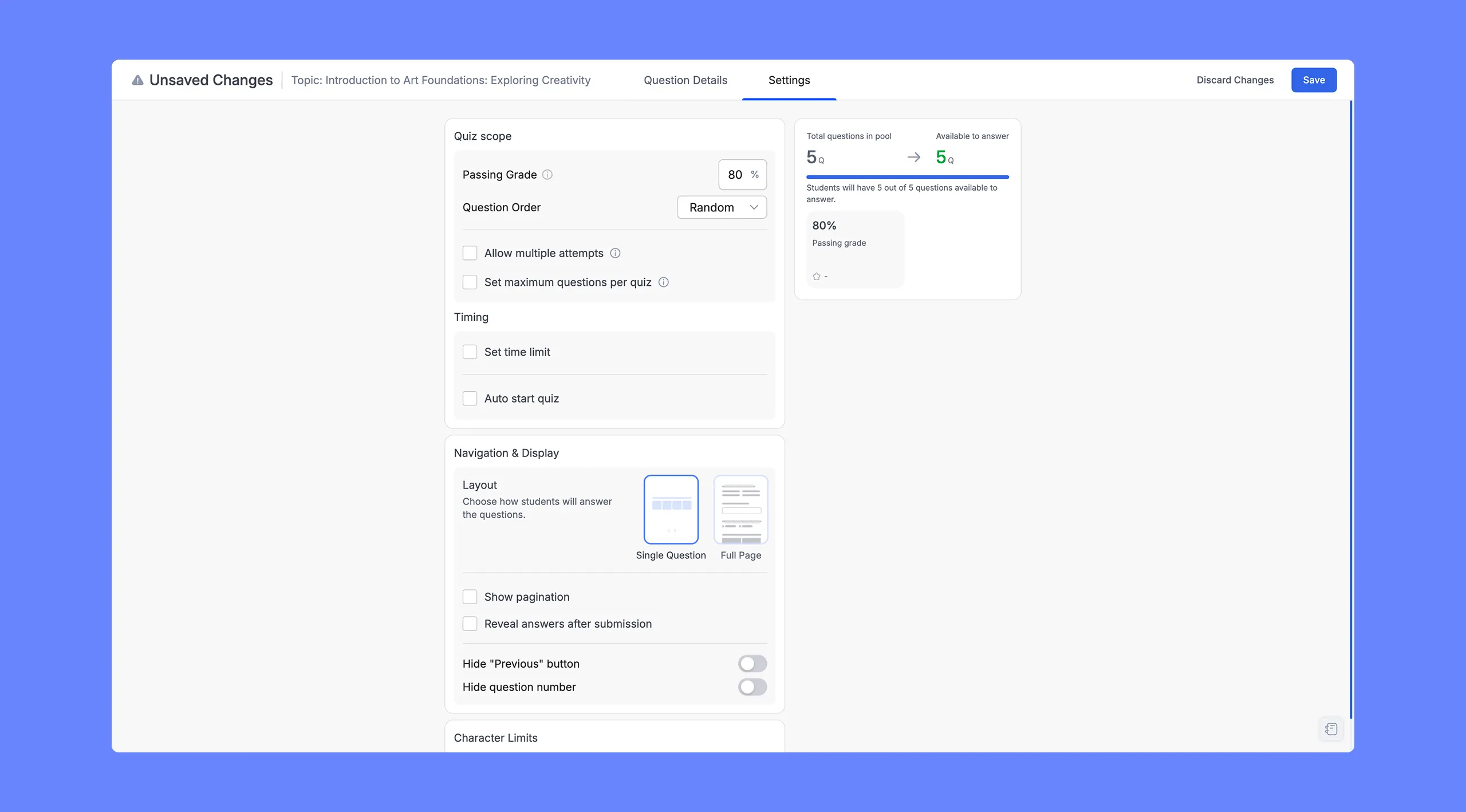 Tutor LMS- Quiz Settings Overview