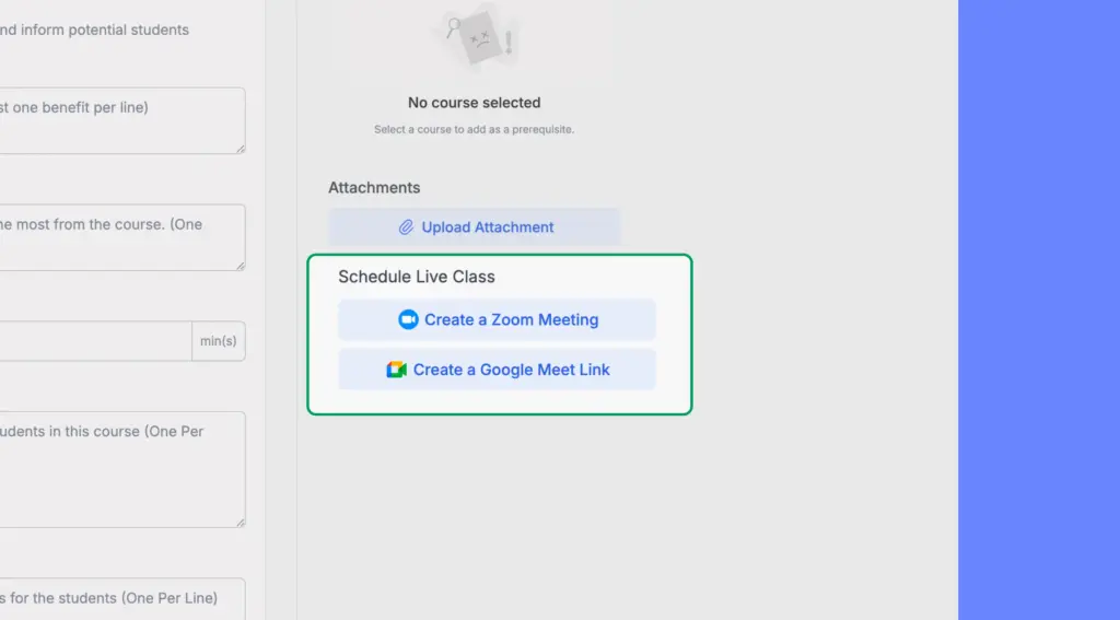 Tutor LMS- Schedule Live Classes within the course builder