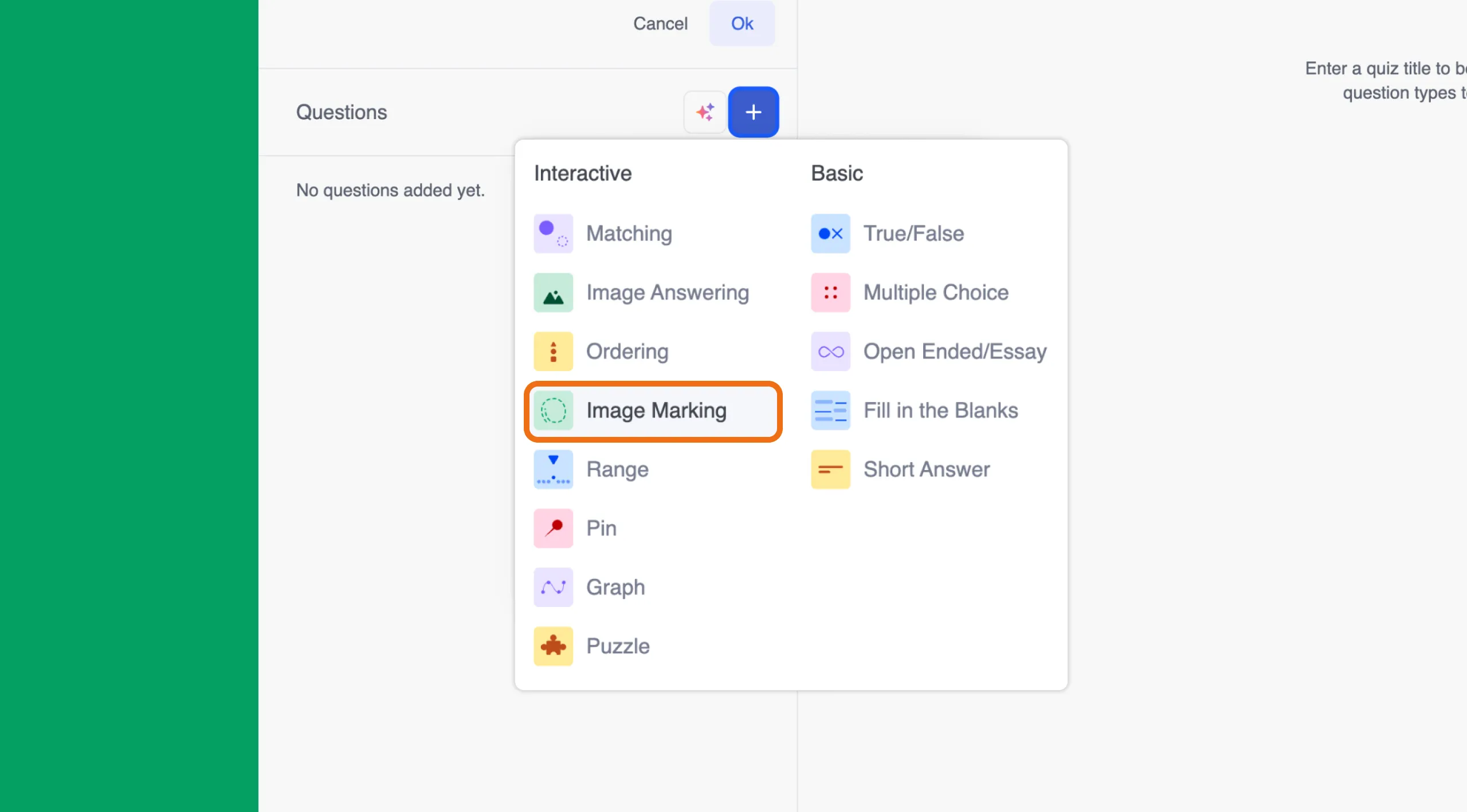 Select Image Marking question format