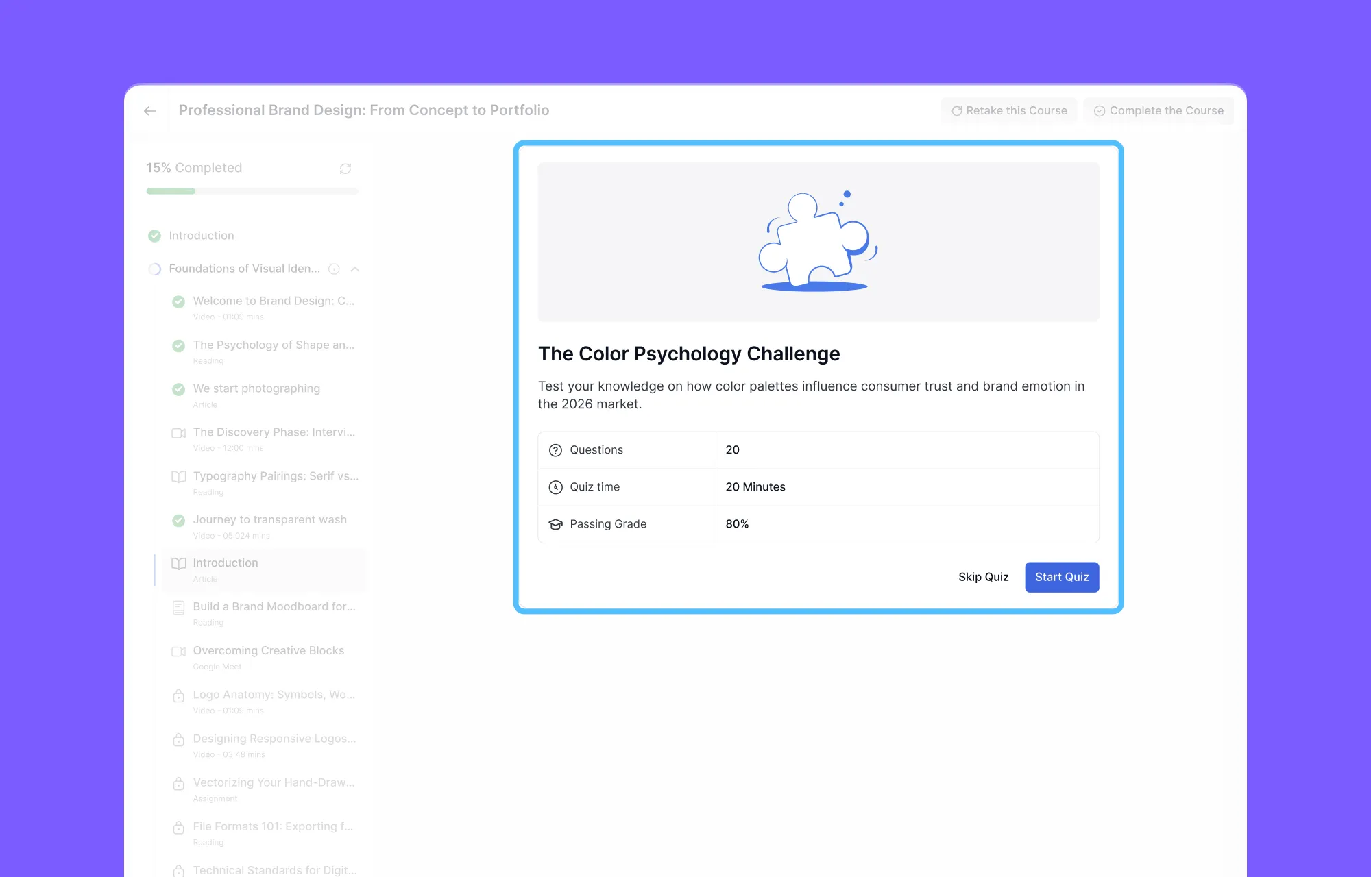 The Quiz Landing Page