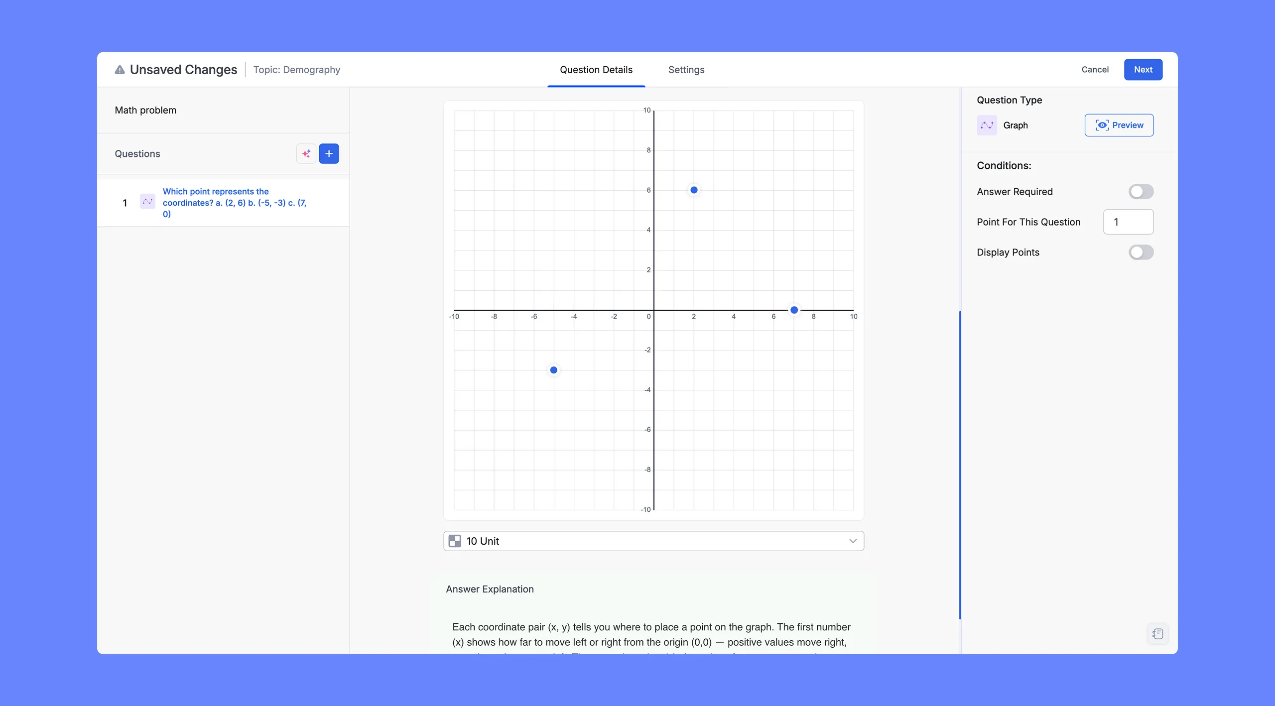 The coordinate grid
