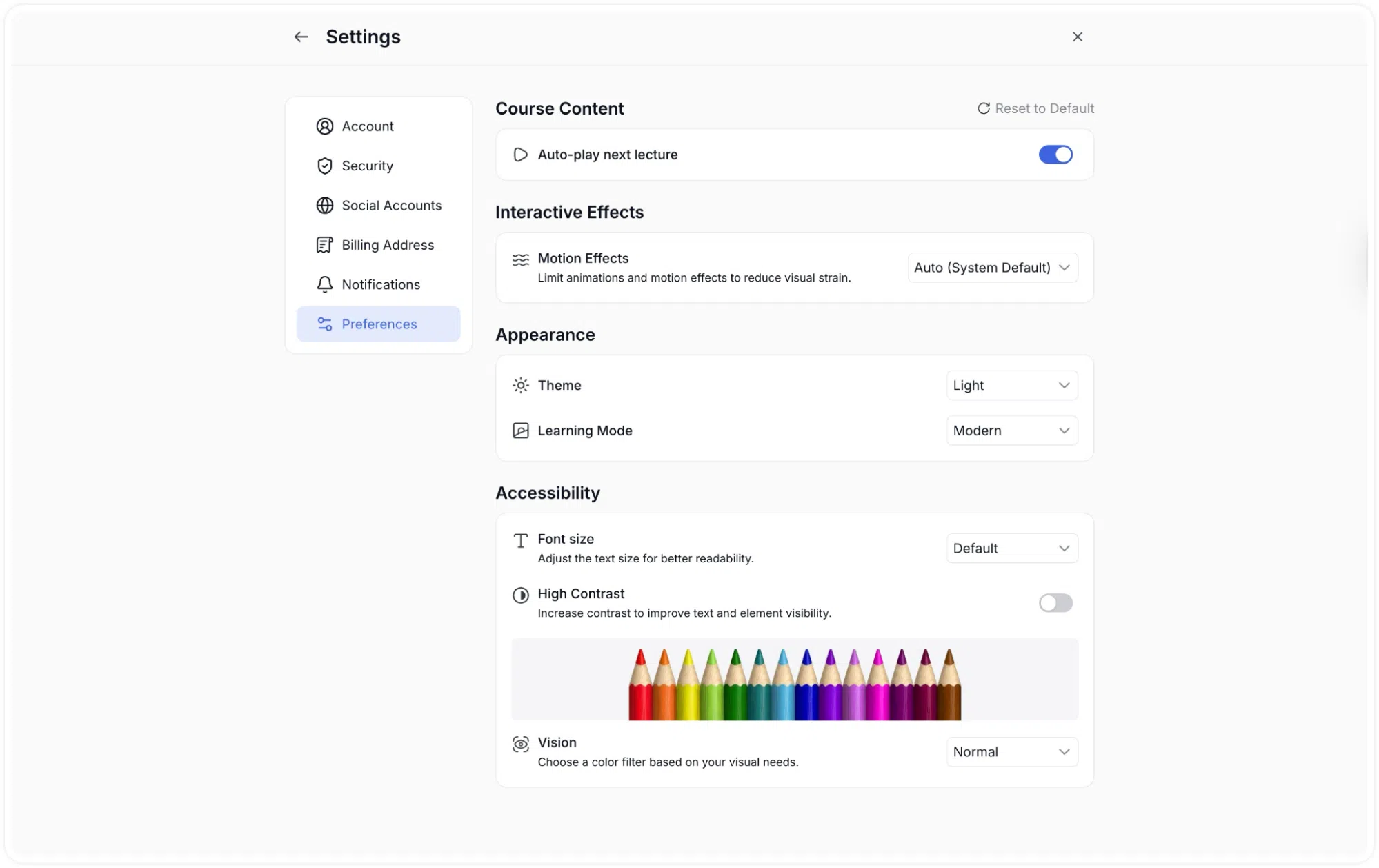 Tutor LMS- Accessibility Features Location