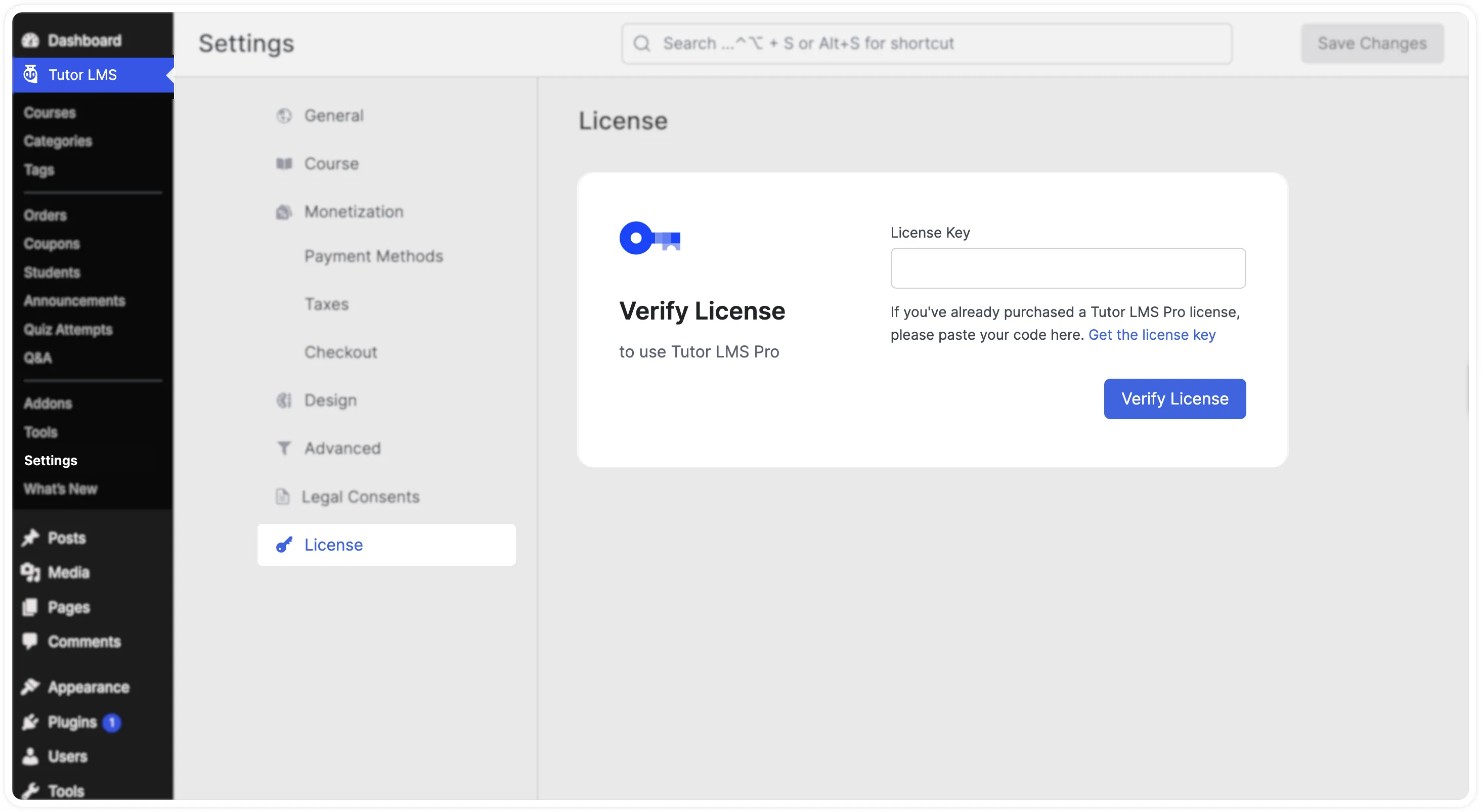 Tutor LMS Pro Add and Verify Pro License Key