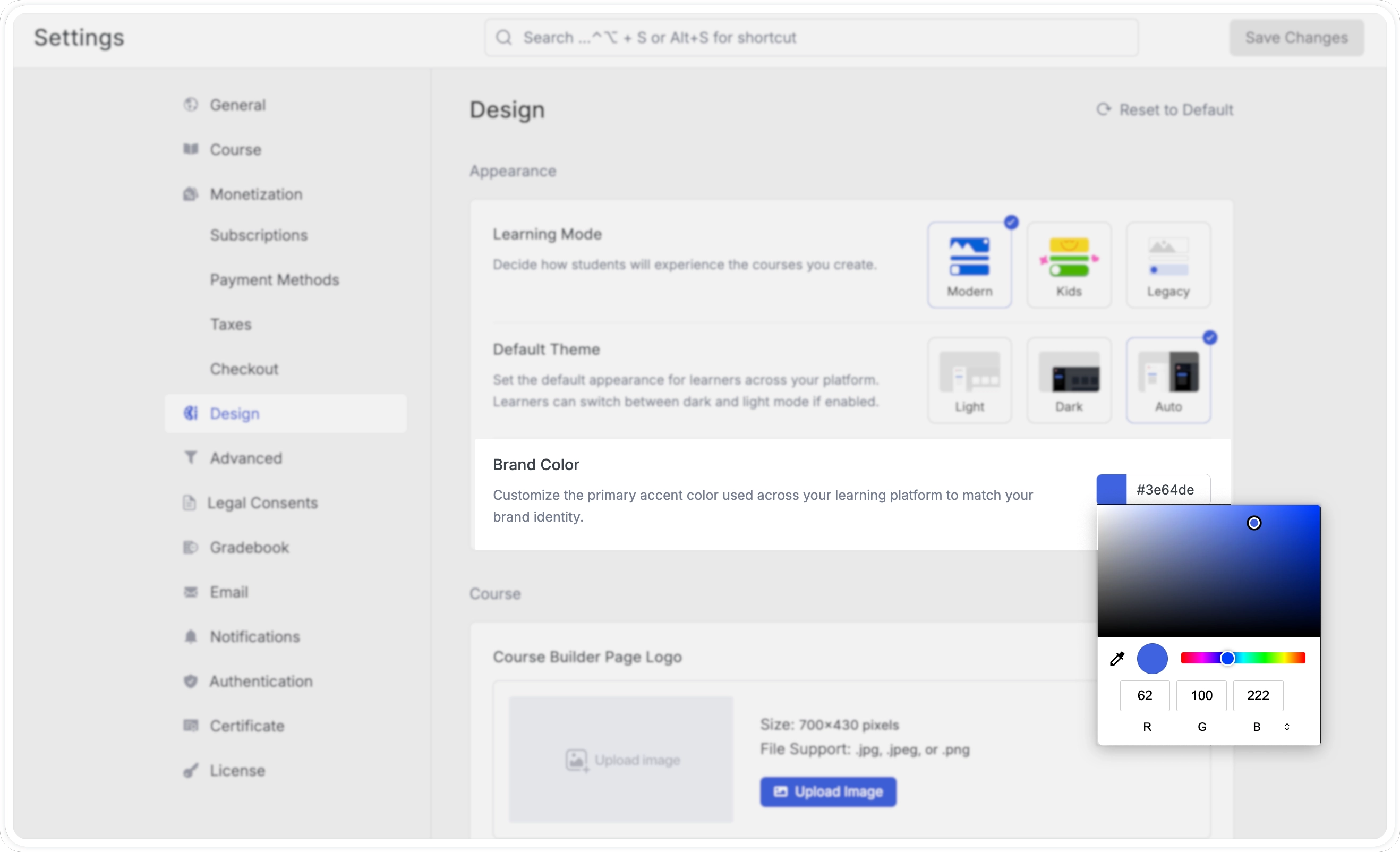 Tutor LMS Settings Brand Color